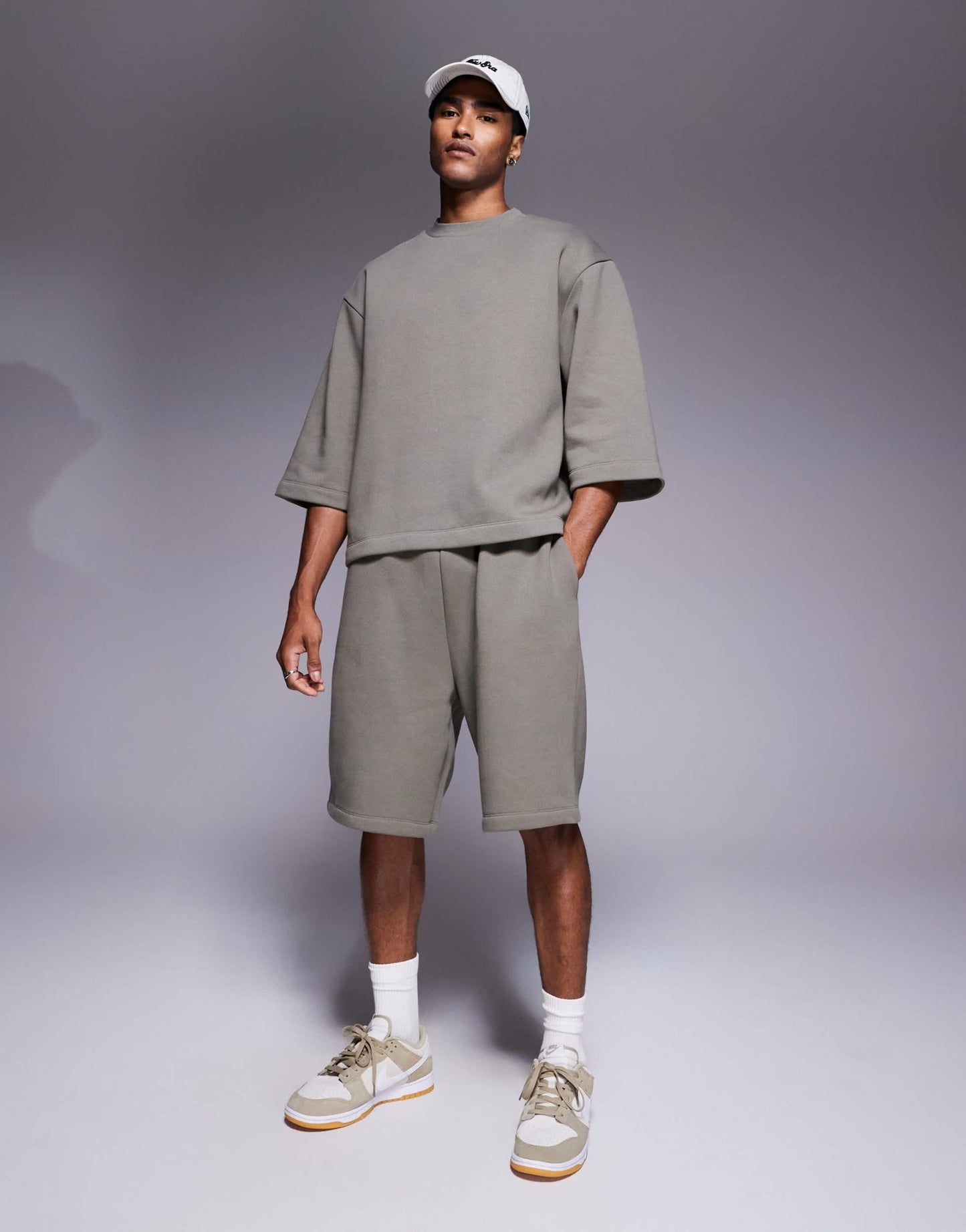 ASOS DESIGN relaxed 3/4 sleeve sweatshirt in khaki - ASOS Sample Sale