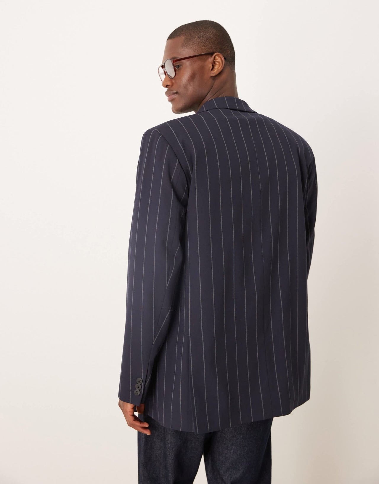 ASOS DESIGN relaxed blazer in navy pinstripe - ASOS Sample Sale