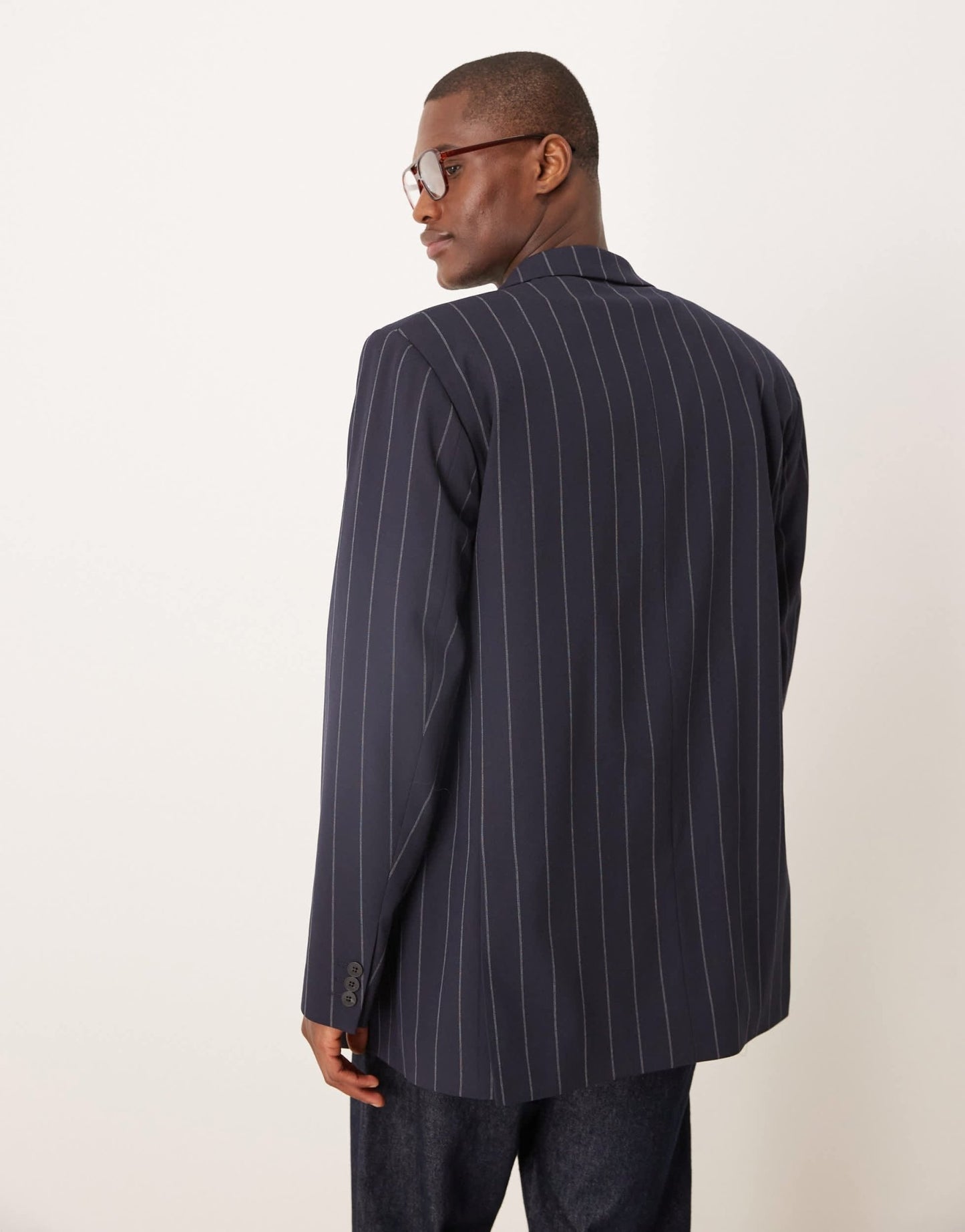 ASOS DESIGN relaxed blazer in navy pinstripe - ASOS Sample Sale