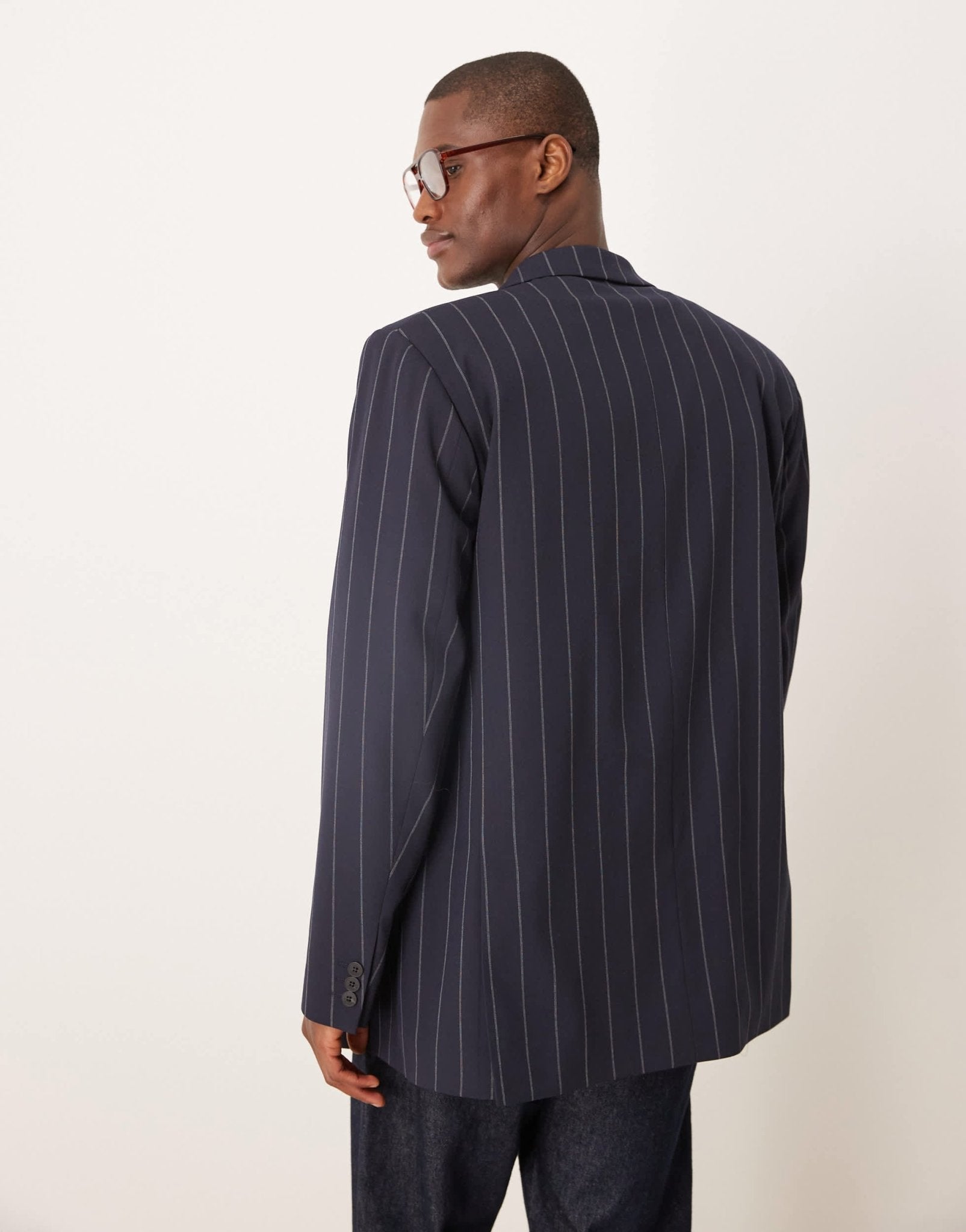 ASOS DESIGN relaxed blazer in navy pinstripe - ASOS Sample Sale