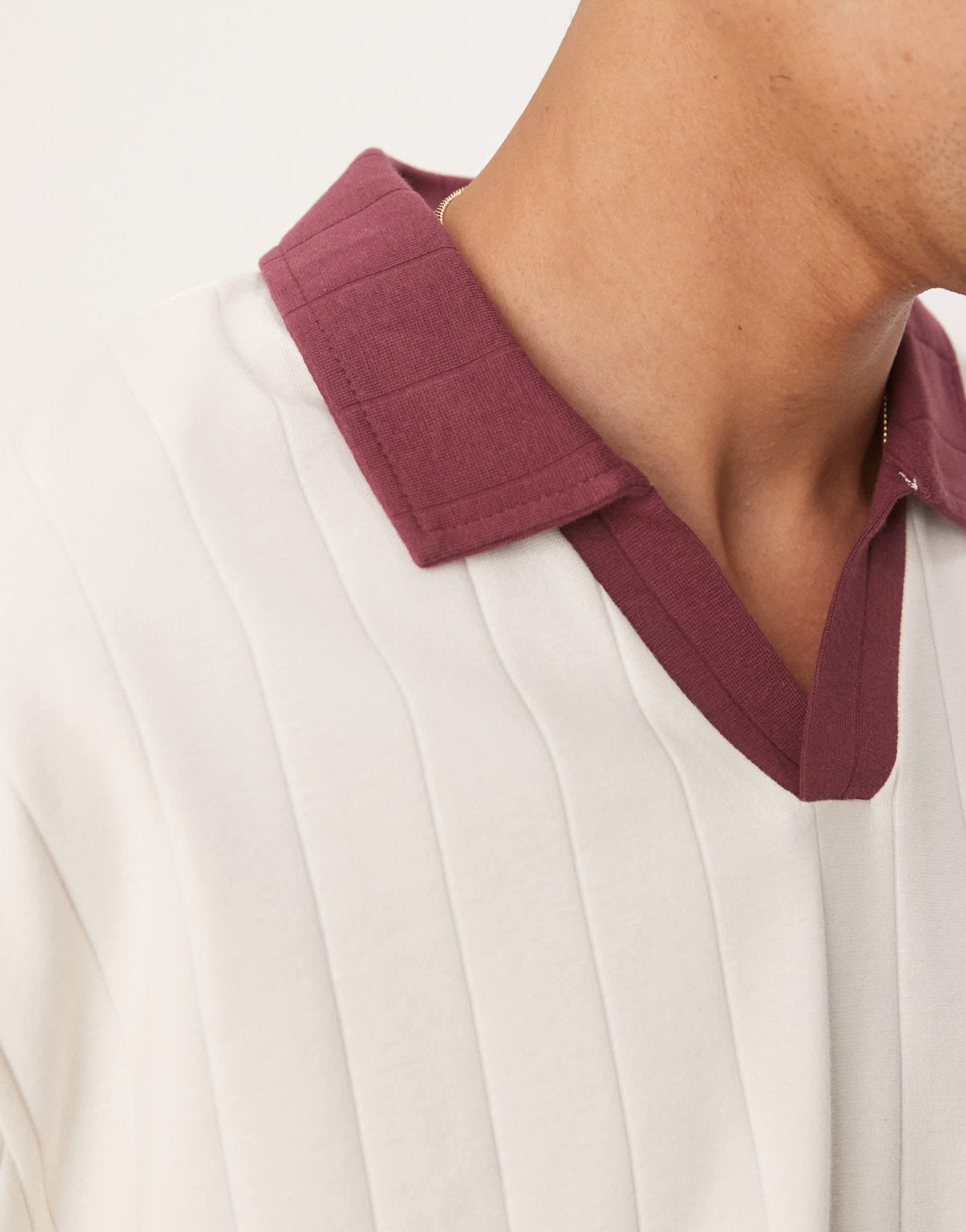 ASOS DESIGN relaxed boxy polo t-shirt with contrast collar in cream rib - ASOS Sample Sale