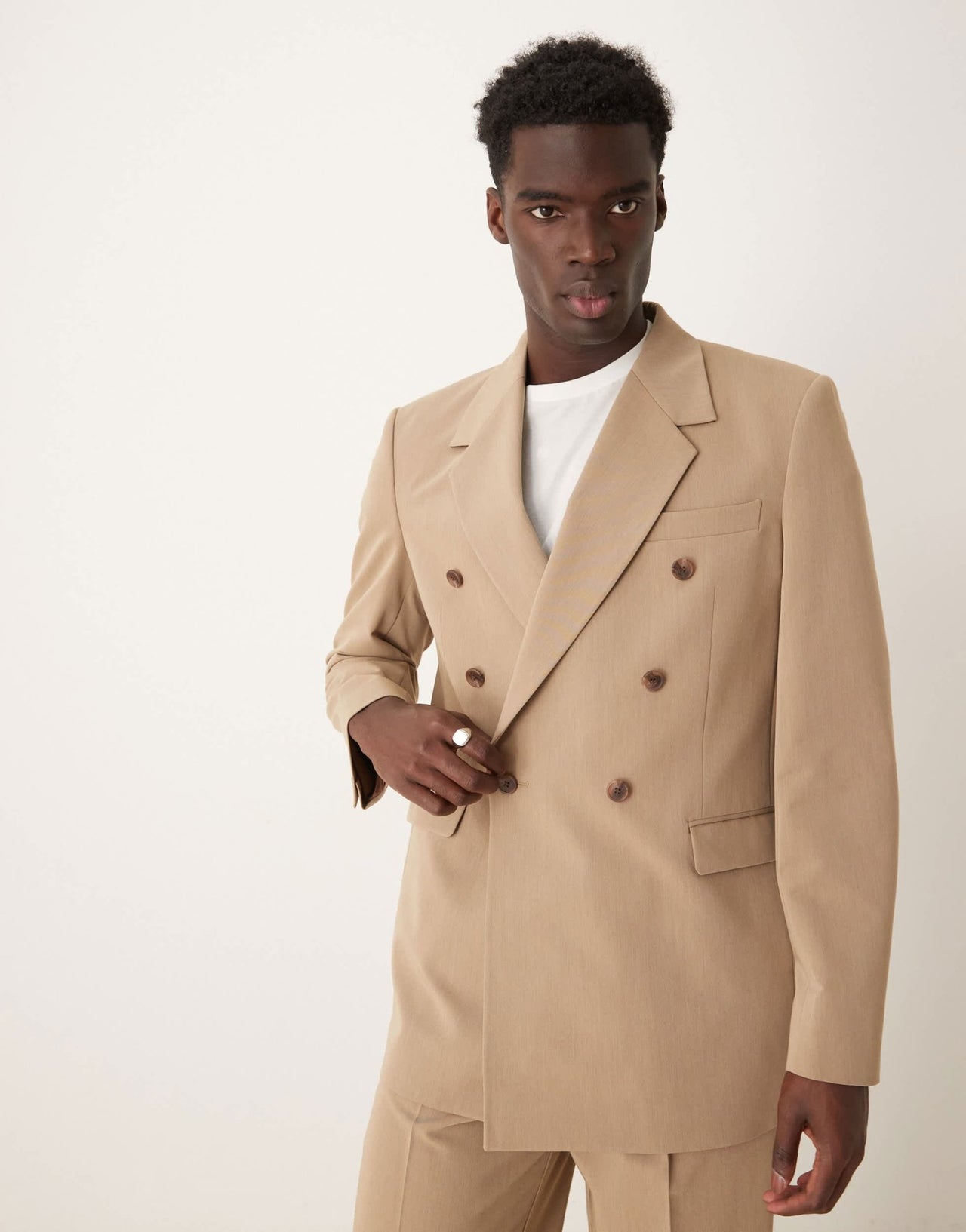 ASOS DESIGN relaxed double breasted suit jacket in dark stone - ASOS Sample Sale
