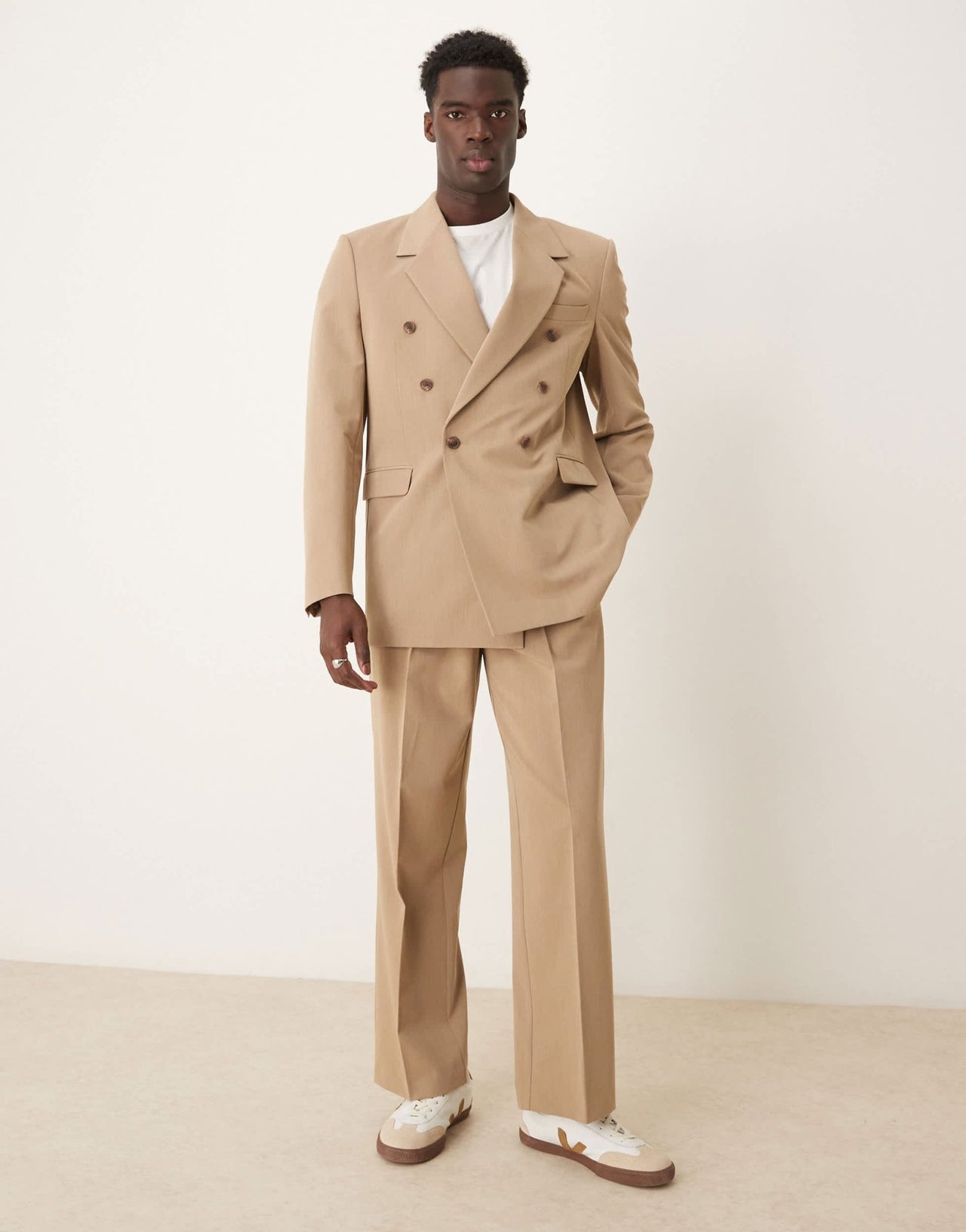 ASOS DESIGN relaxed double breasted suit jacket in dark stone - ASOS Sample Sale