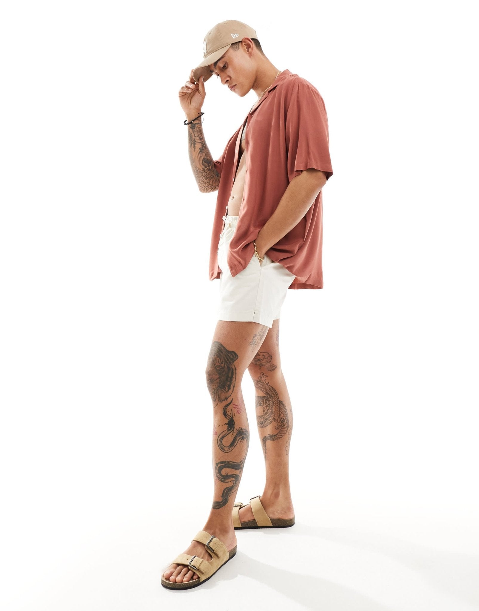 ASOS DESIGN relaxed fit viscose shirt with revere collar in rust brown - ASOS Sample Sale