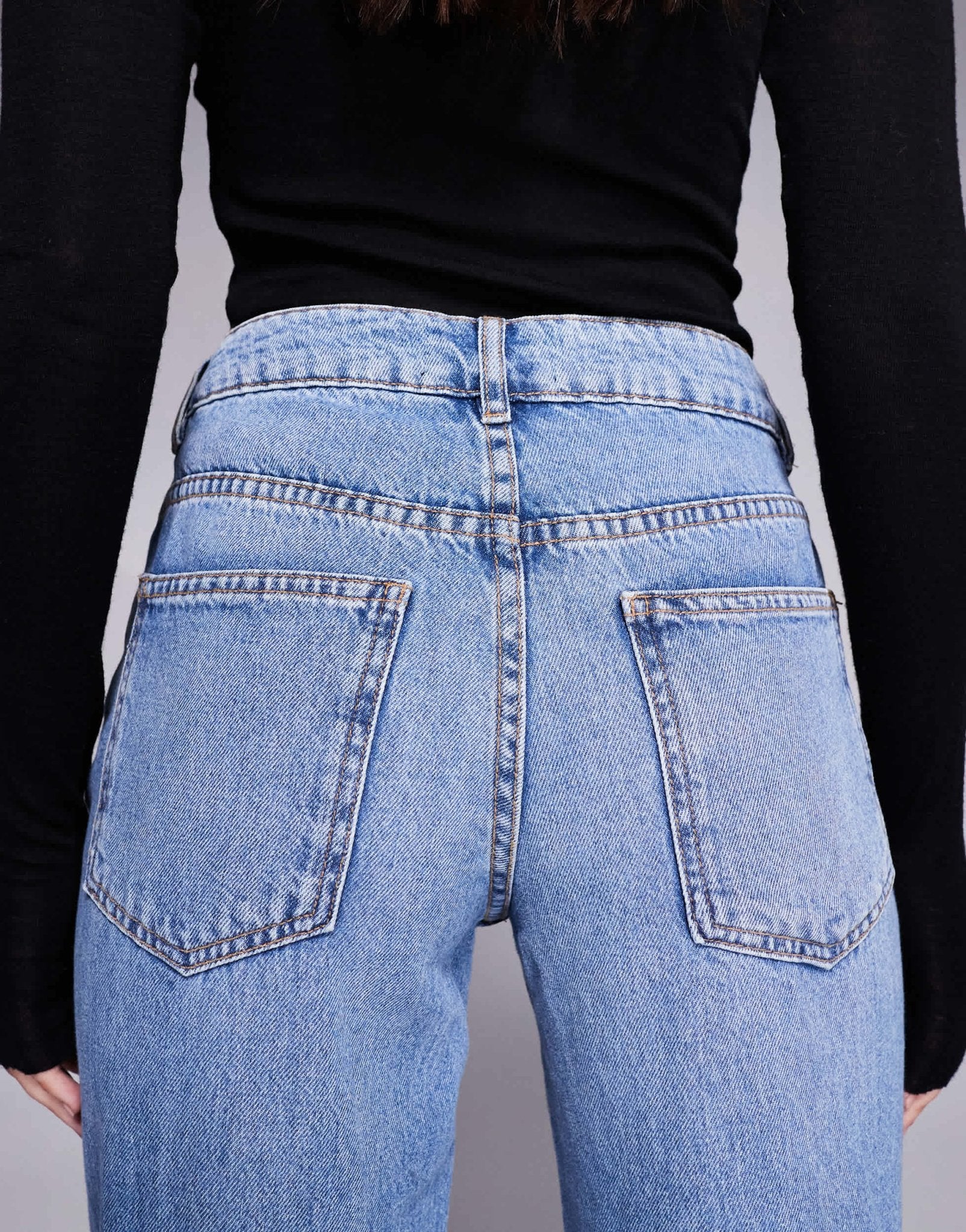 ASOS DESIGN relaxed flare jean in mid blue – ASOS Sample Sale