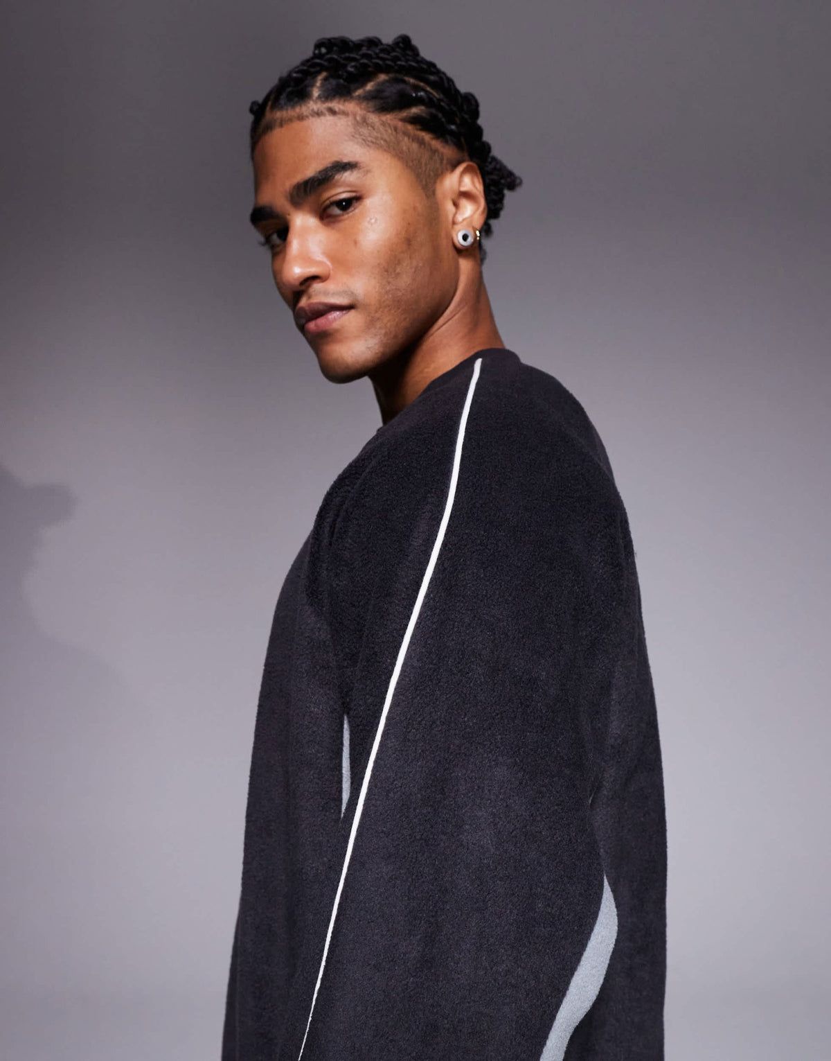 ASOS DESIGN relaxed fleece sweatshirt with piping and colour block in grey - ASOS Sample Sale