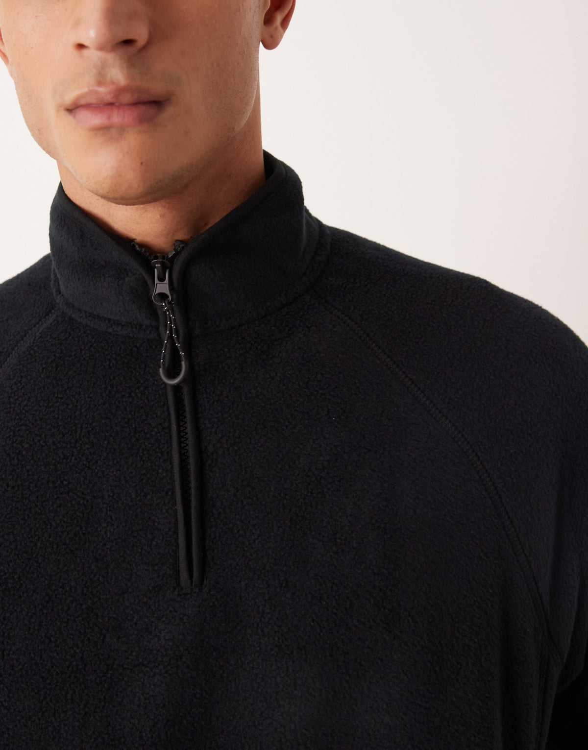 ASOS DESIGN relaxed funnel neck quarter zip fleece sweatshirt in black - ASOS Sample Sale