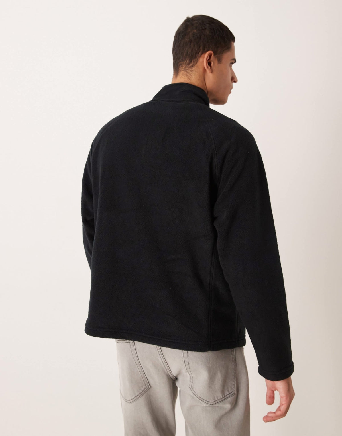 ASOS DESIGN relaxed funnel neck quarter zip fleece sweatshirt in black - ASOS Sample Sale