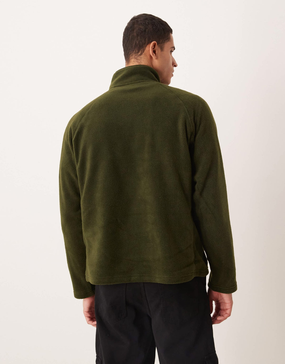 ASOS DESIGN relaxed funnel neck quarter zip fleece sweatshirt in khaki - ASOS Sample Sale