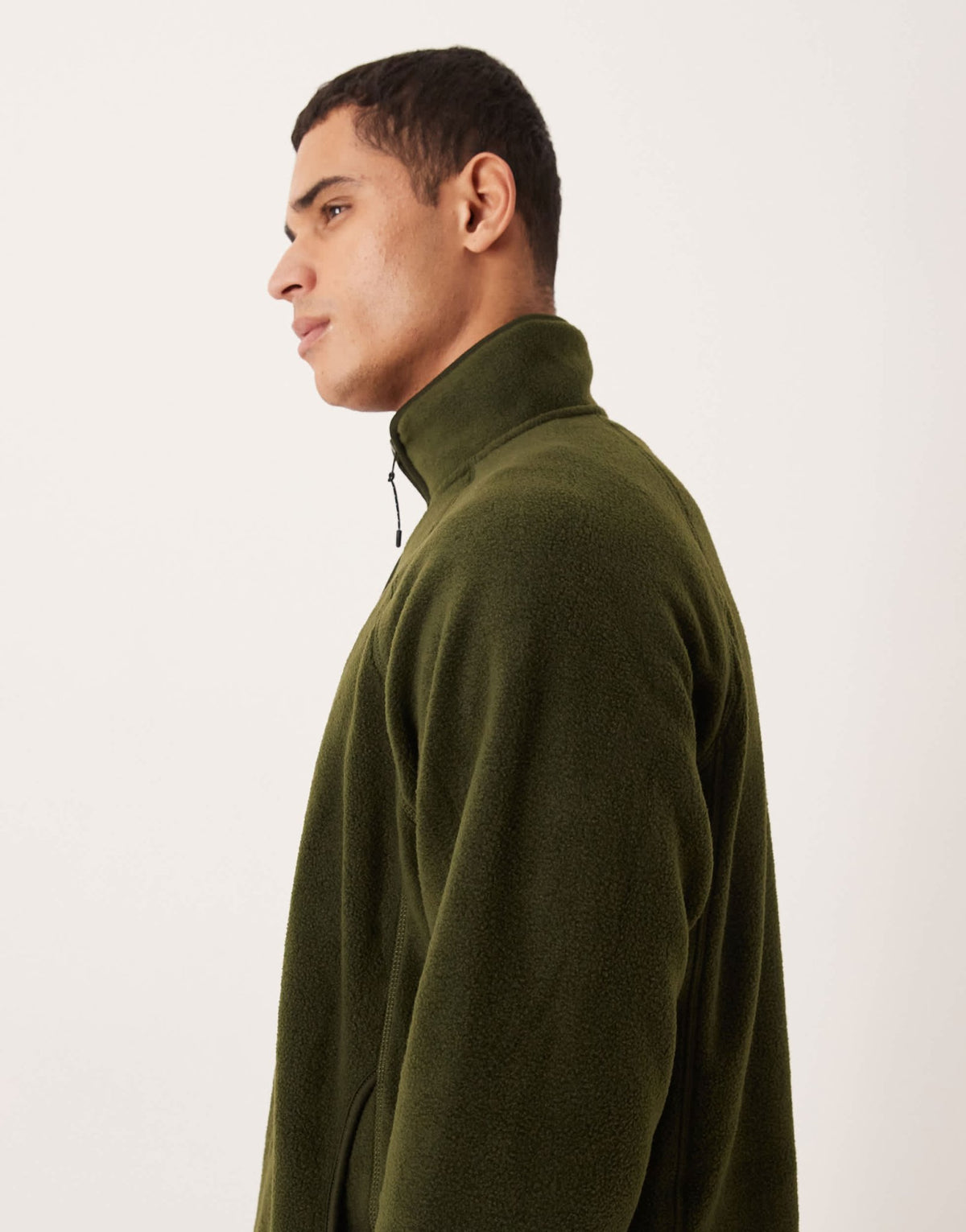 ASOS DESIGN relaxed funnel neck quarter zip fleece sweatshirt in khaki - ASOS Sample Sale