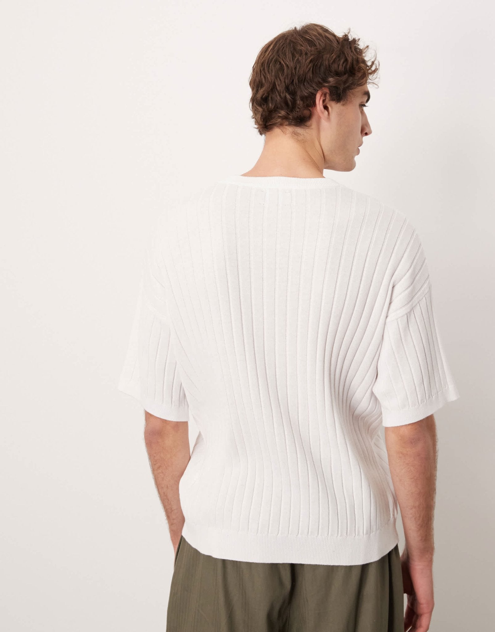 ASOS DESIGN relaxed knitted rib t-shirt in white - ASOS Sample Sale