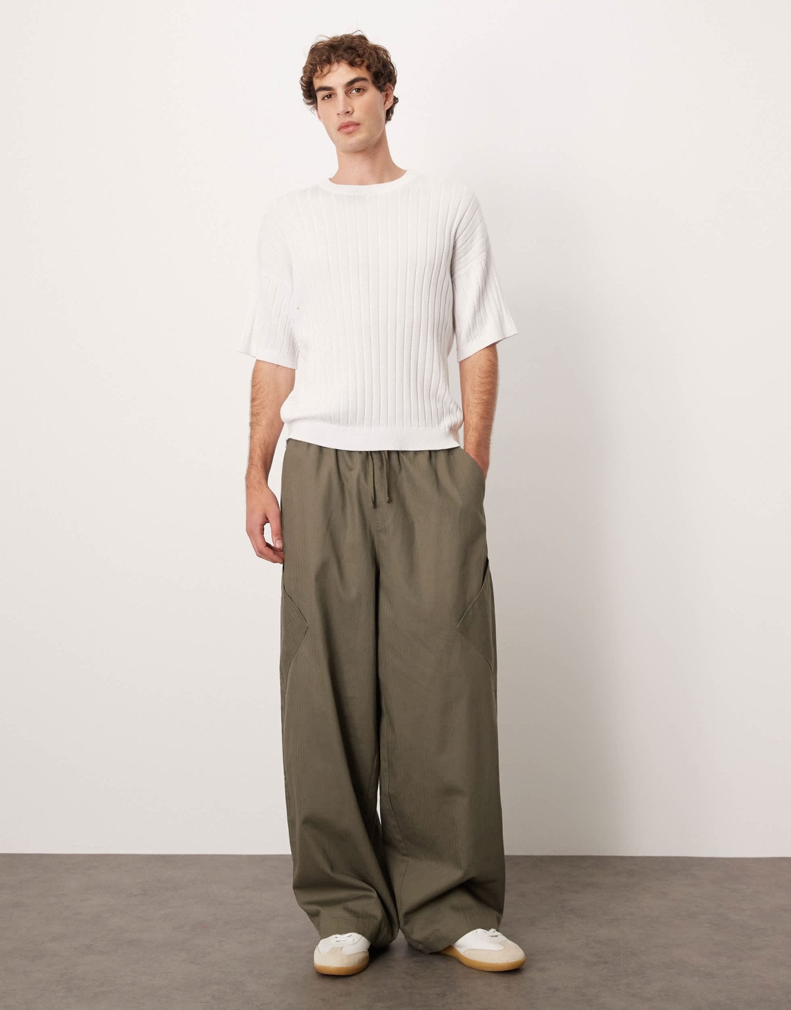 ASOS DESIGN relaxed knitted rib t-shirt in white - ASOS Sample Sale