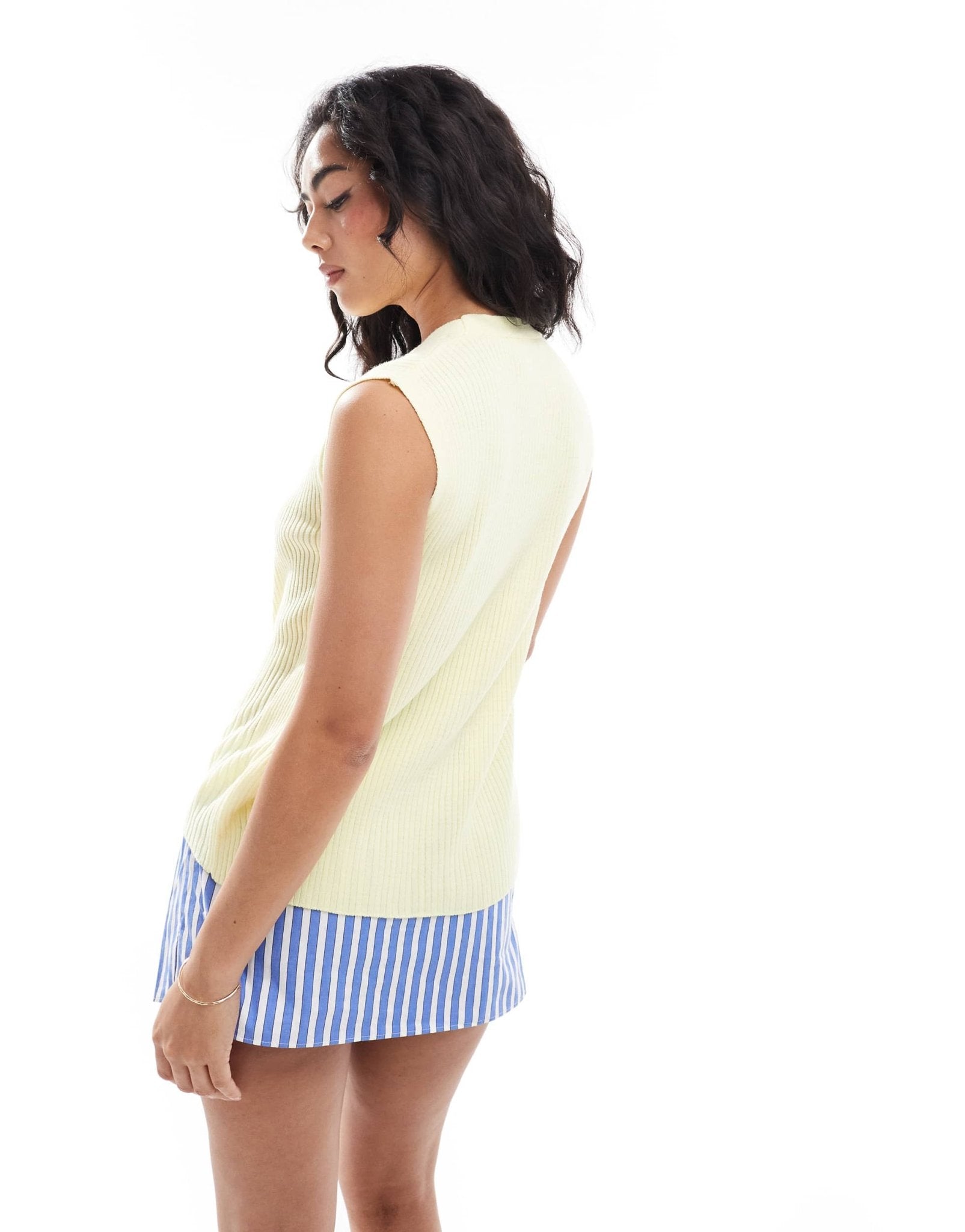 ASOS DESIGN relaxed knitted waistcoat with horn buttons in buttermilk - ASOS Sample Sale