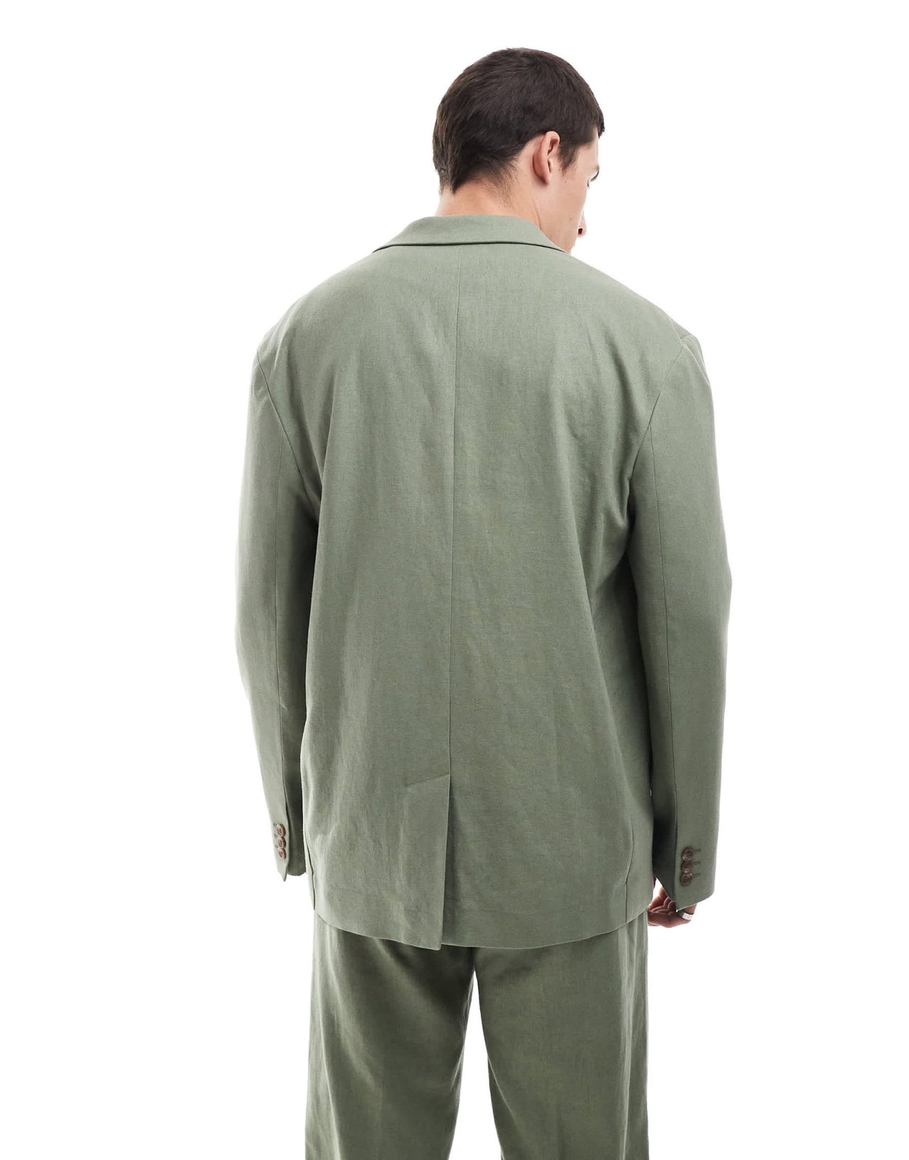 ASOS DESIGN relaxed linen blend slouchy suit jacket in olive green - ASOS Sample Sale