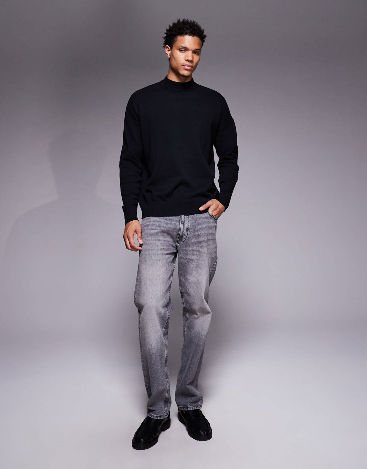 ASOS DESIGN relaxed long sleeve knitted turtle neck t-shirt in black - ASOS Sample Sale