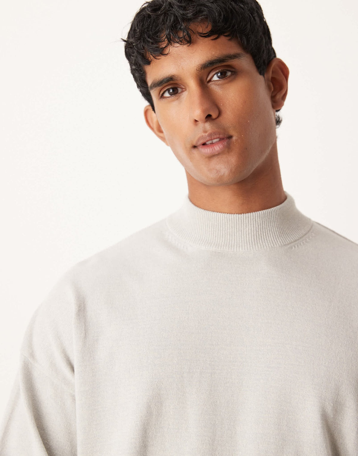 ASOS DESIGN relaxed long sleeve knitted turtle neck t-shirt in light grey marl - ASOS Sample Sale