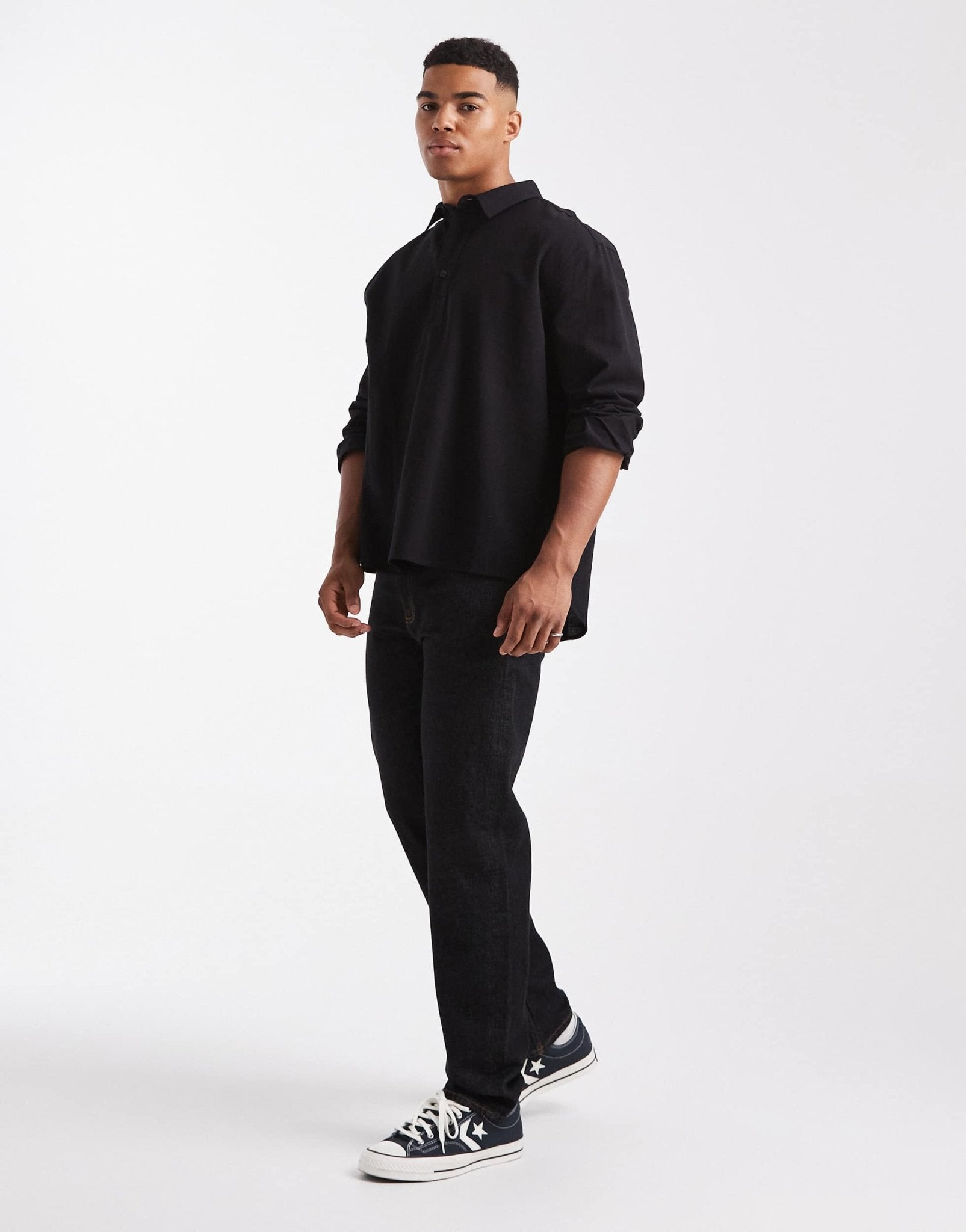 ASOS DESIGN relaxed overhead shirt in black – ASOS Sample Sale
