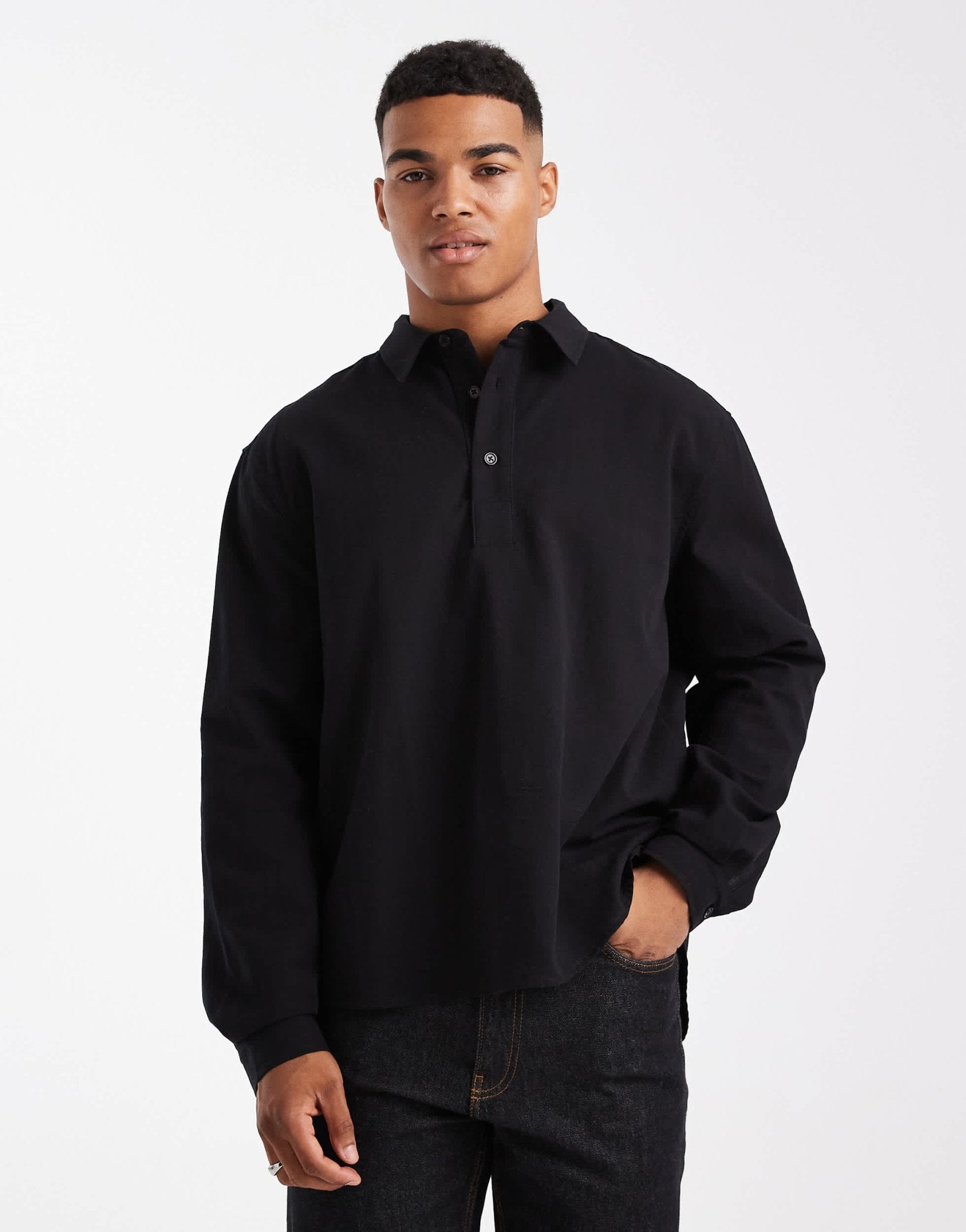 ASOS DESIGN relaxed overhead shirt in black – ASOS Sample Sale