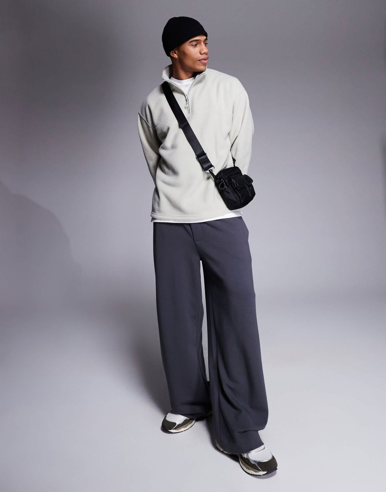 ASOS DESIGN relaxed quarter zip fleece sweatshirt in off white - IVORY - ASOS Sample Sale