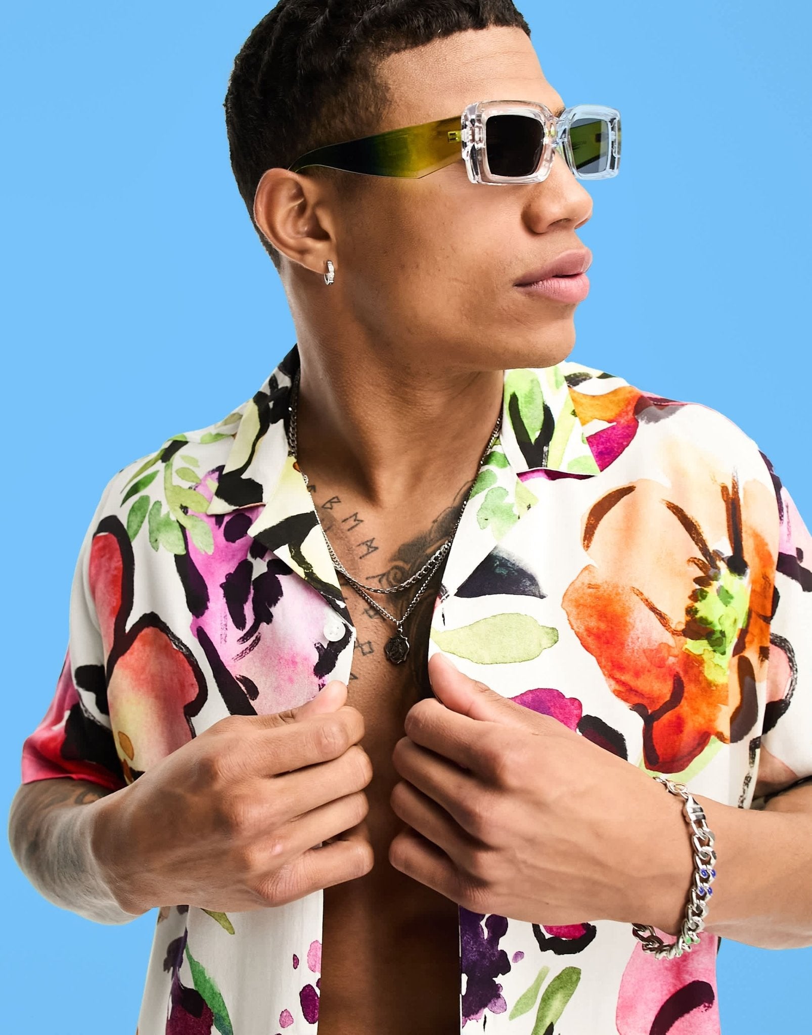 ASOS DESIGN relaxed revere shirt in painted floral print - ASOS Sample Sale