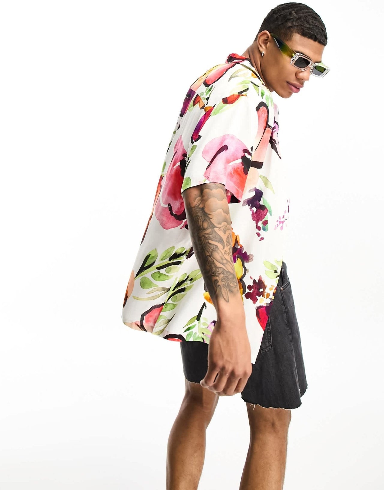 ASOS DESIGN relaxed revere shirt in painted floral print - ASOS Sample Sale