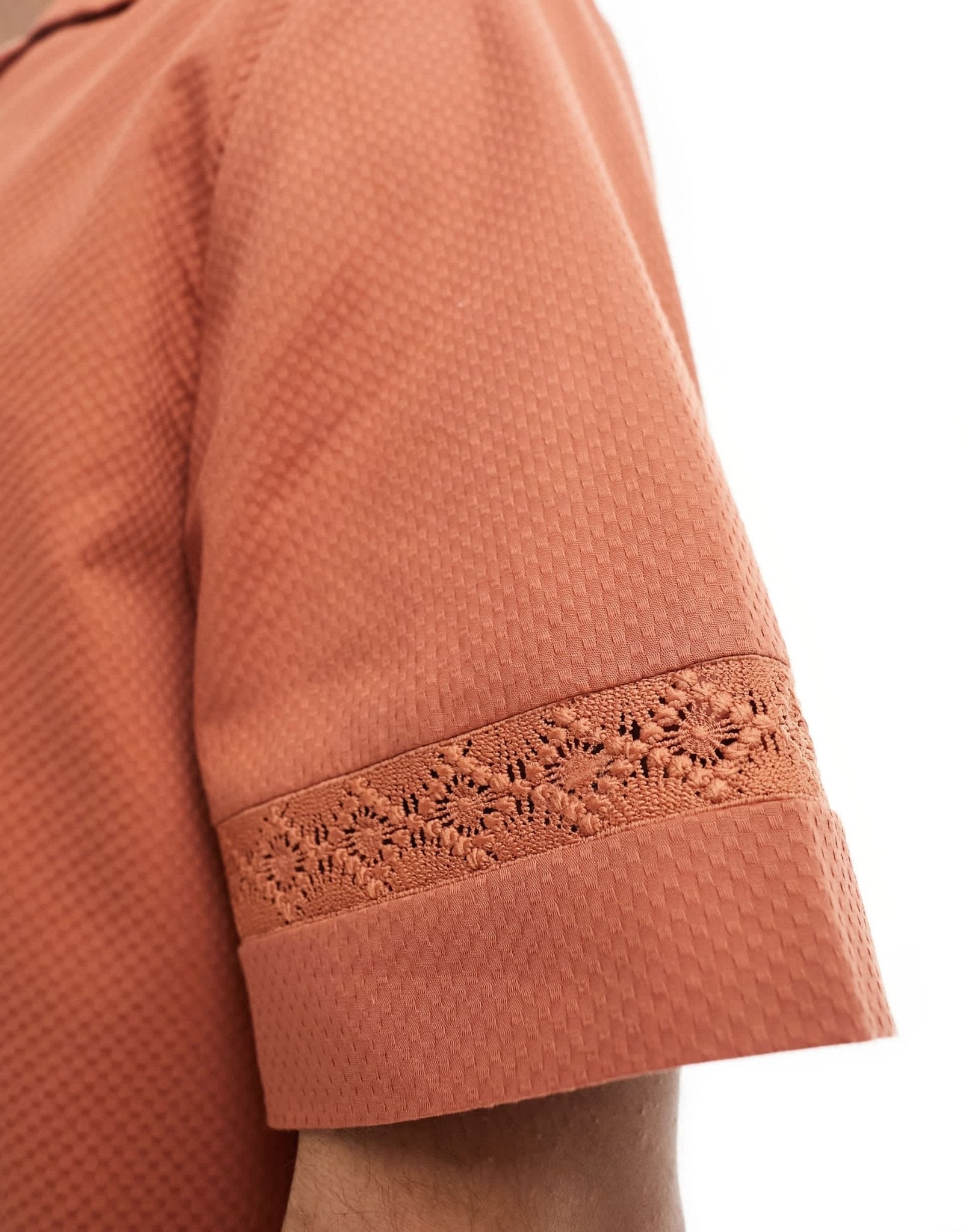 ASOS DESIGN relaxed revere textured shirt in orange - ASOS Sample Sale