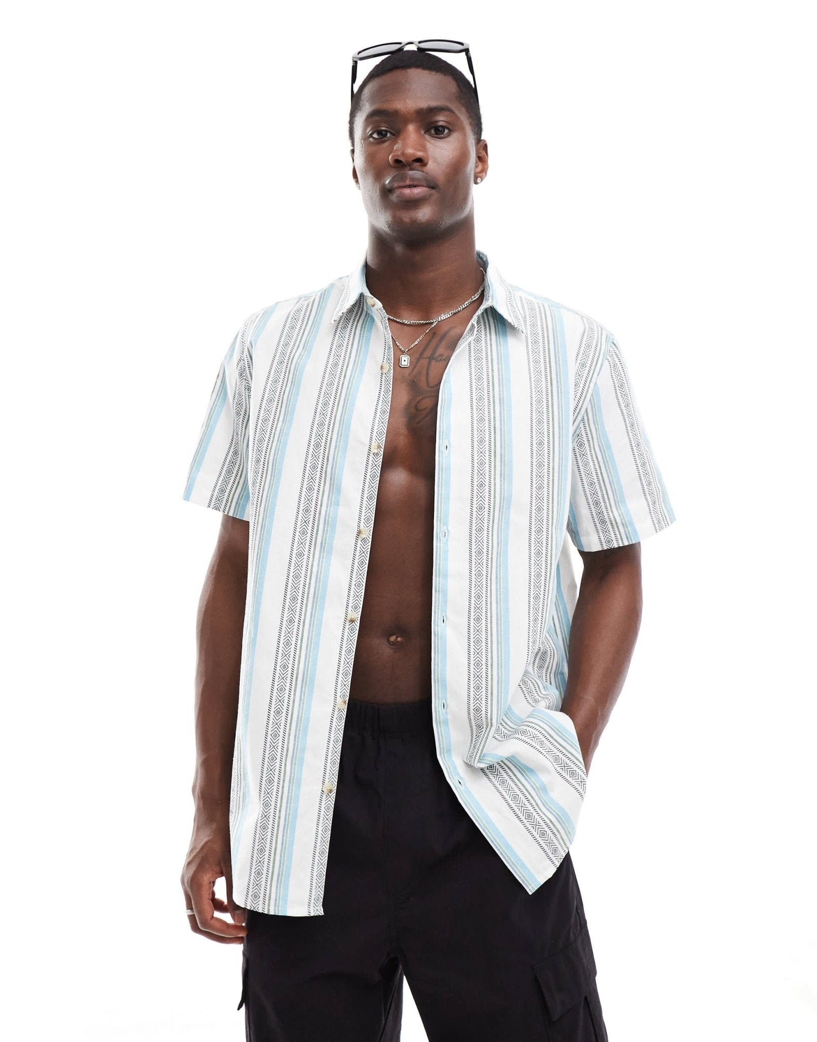 ASOS DESIGN relaxed shirt in aztec stripe - ASOS Sample Sale