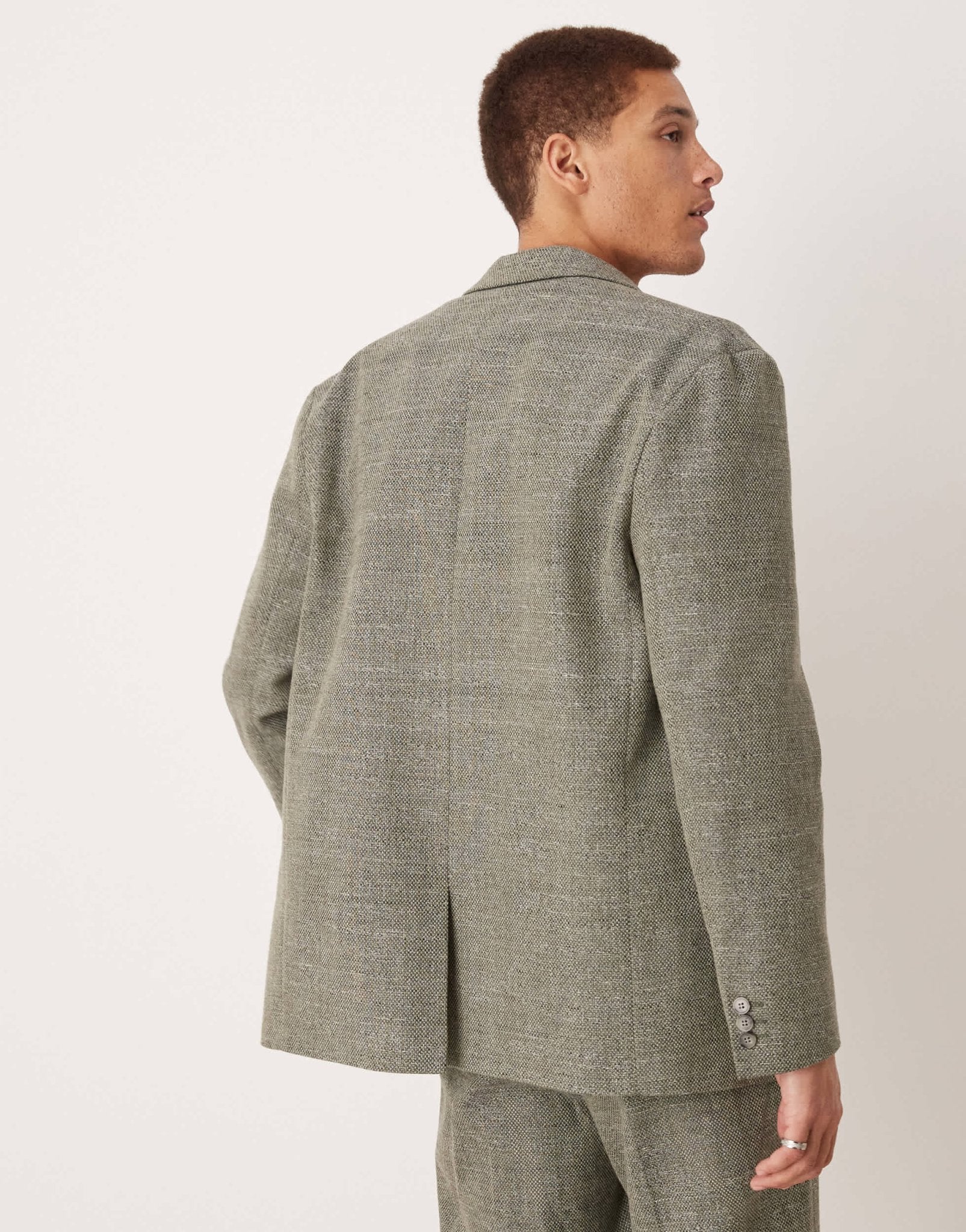 ASOS DESIGN relaxed slouchy dad suit jacket in green tweed - ASOS Sample Sale