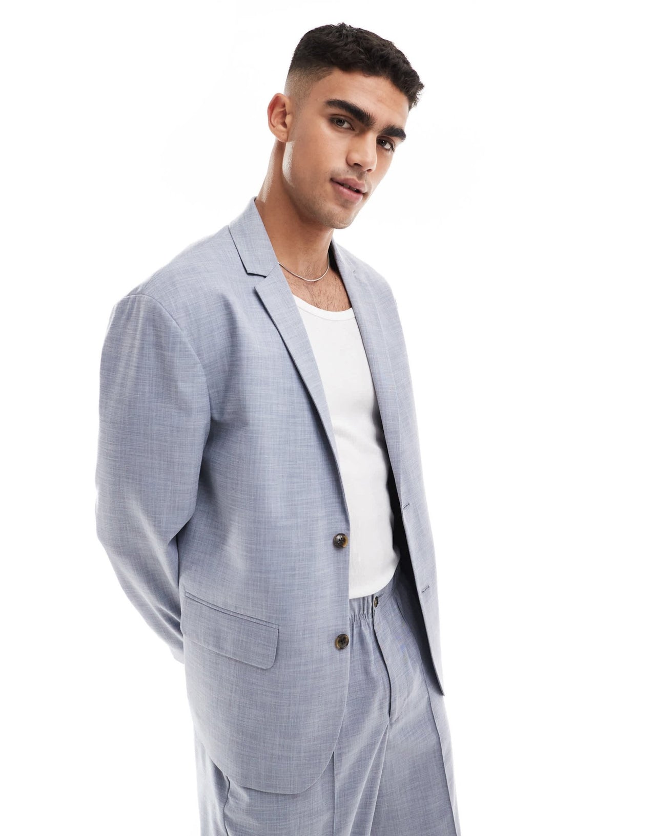 ASOS DESIGN relaxed slouchy suit jacket in blue crosshatch - ASOS Sample Sale
