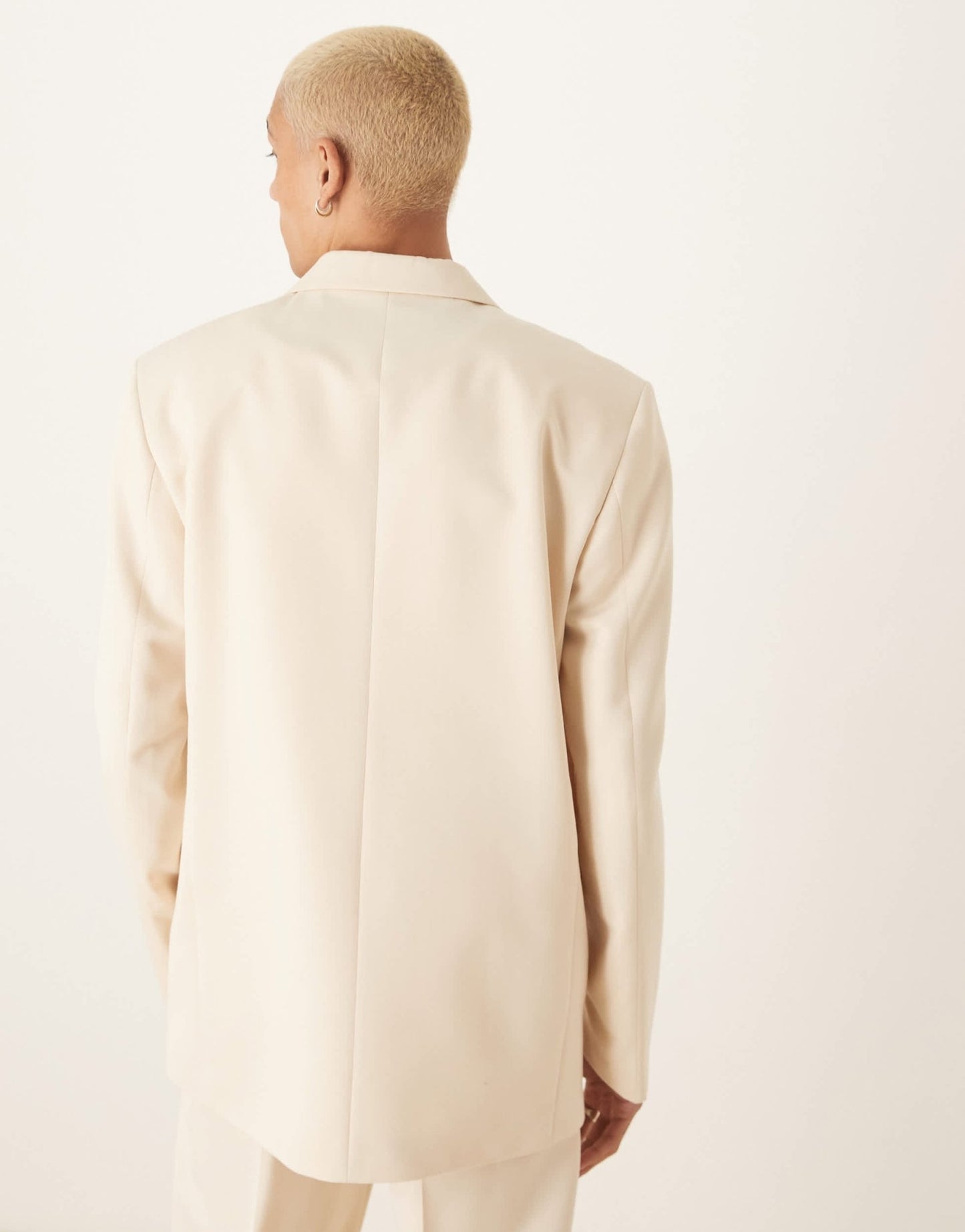 ASOS DESIGN relaxed square shoulder double breasted suit jacket with cotton in ecru - ASOS Sample Sale