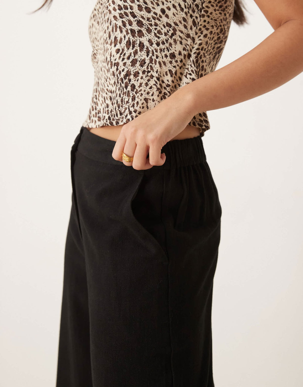 ASOS DESIGN relaxed straight leg trousers with linen in black - ASOS Sample Sale
