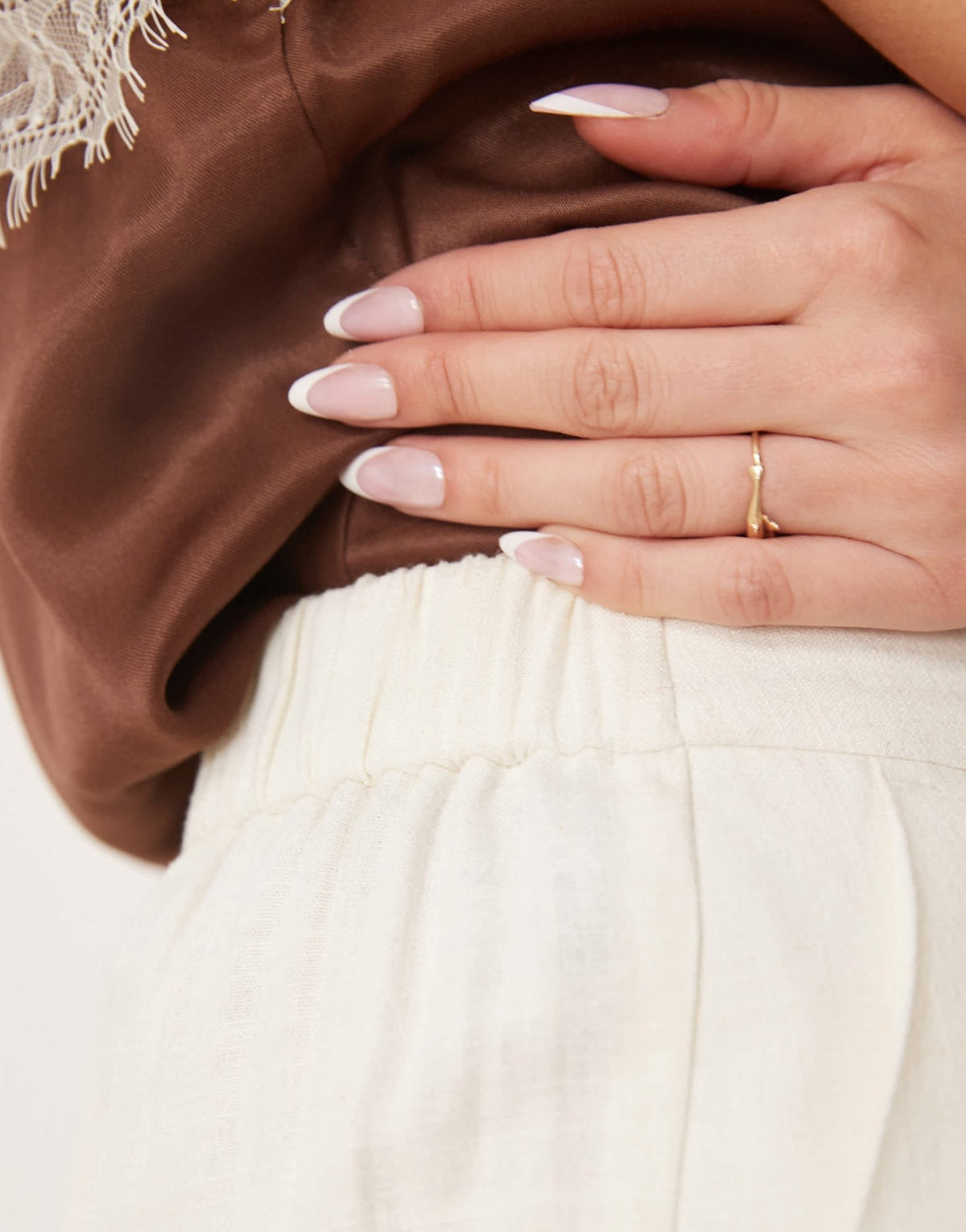 ASOS DESIGN relaxed straight leg trousers with linen in cream - ASOS Sample Sale