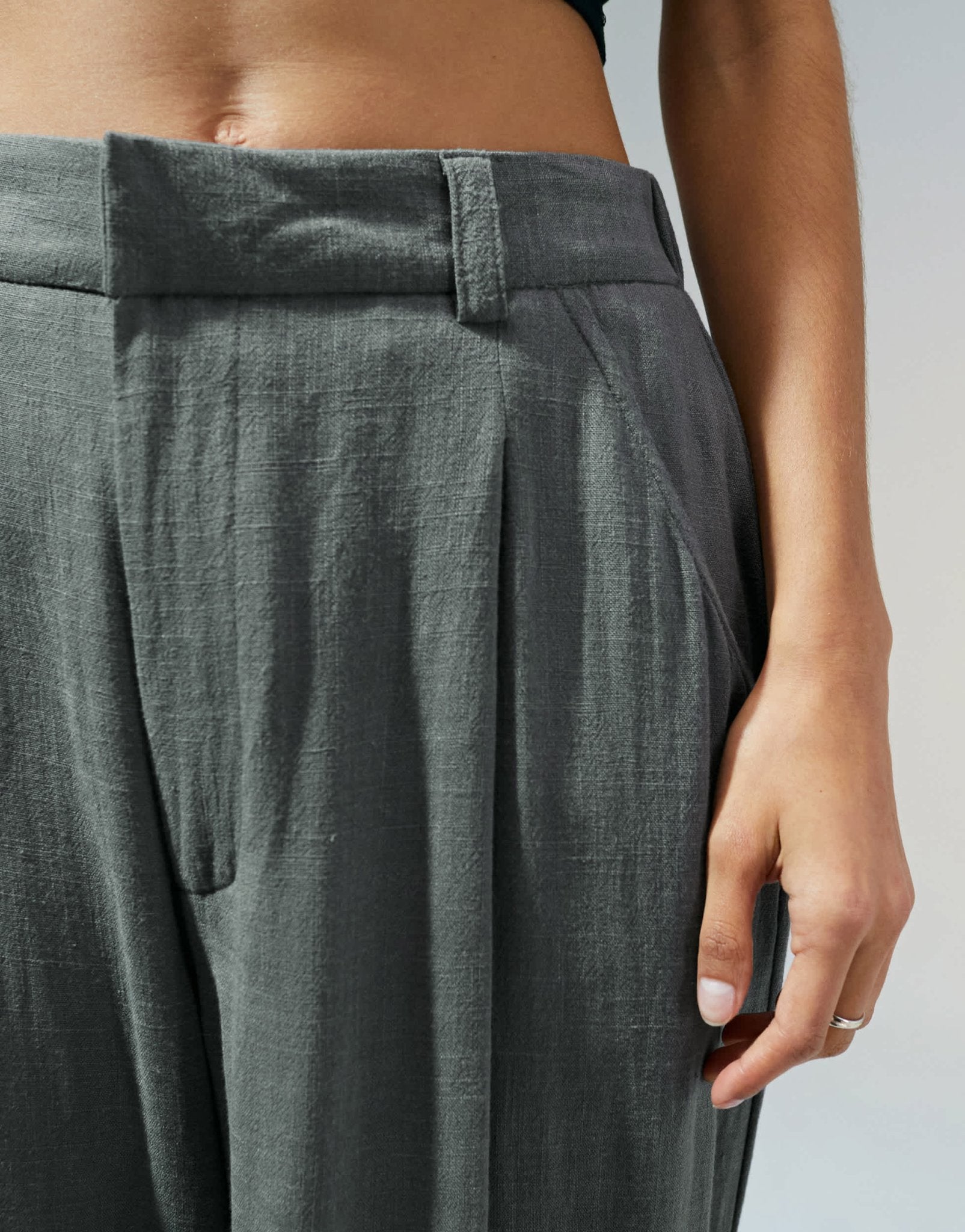 ASOS DESIGN relaxed straight leg trousers with linen in grey - ASOS Sample Sale