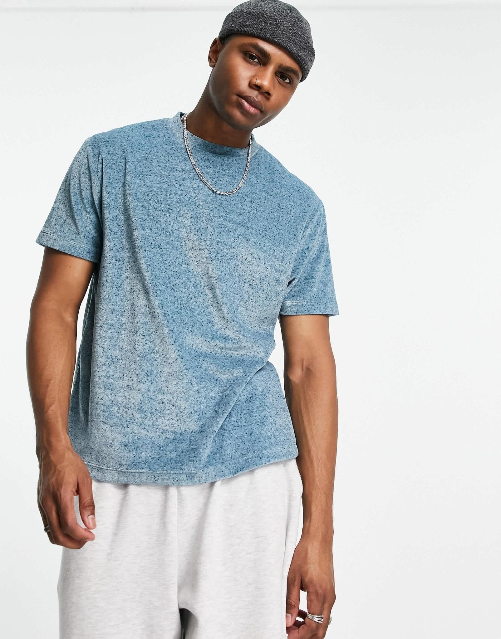 ASOS DESIGN relaxed t-shirt in blue velour marl - ASOS Sample Sale