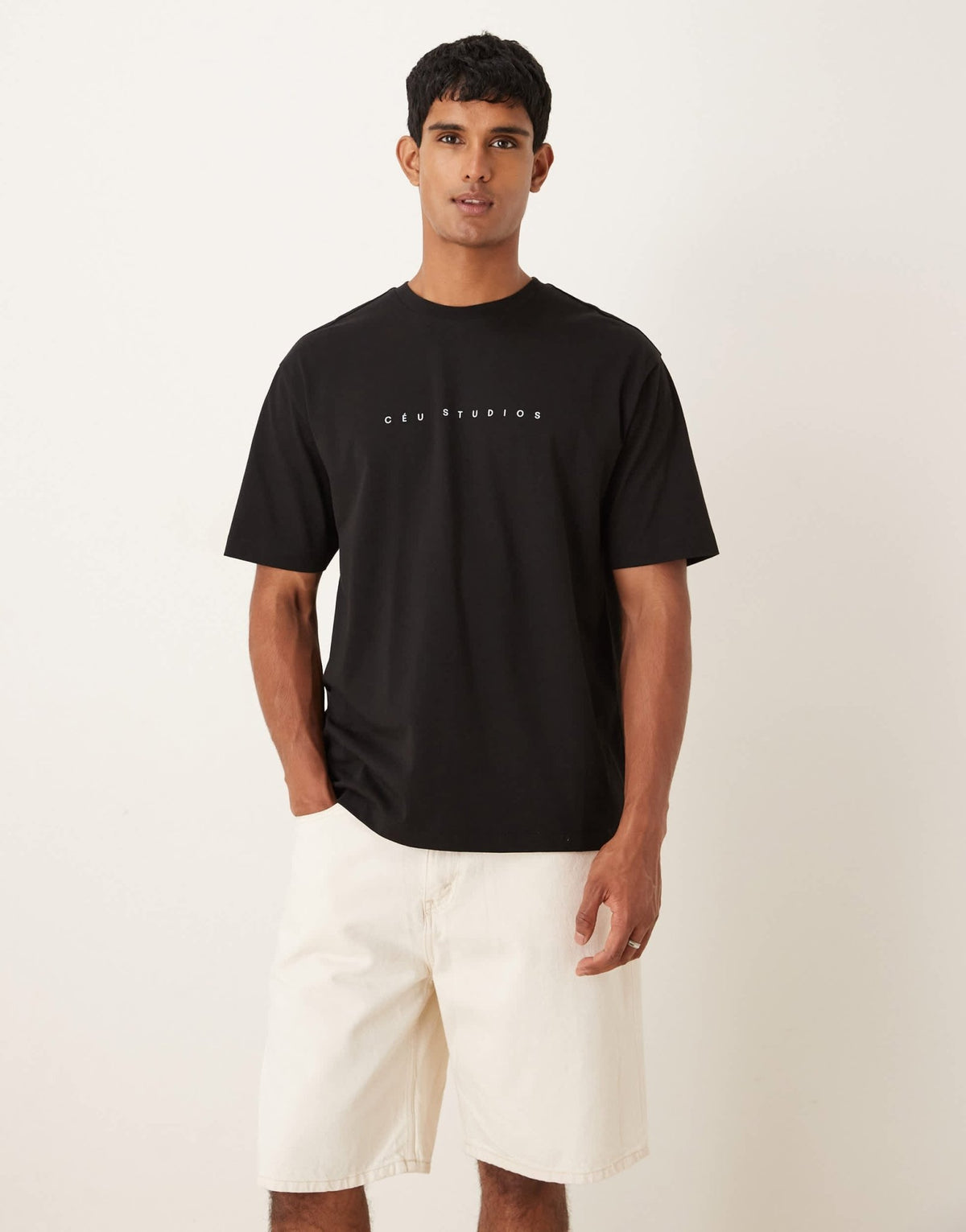 ASOS DESIGN relaxed t-shirt with chest print in black - ASOS Sample Sale