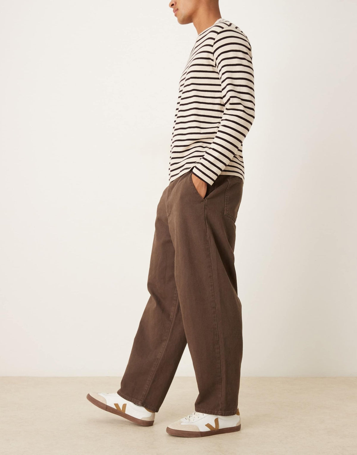 ASOS DESIGN relaxed tapered trousers in brown - ASOS Sample Sale