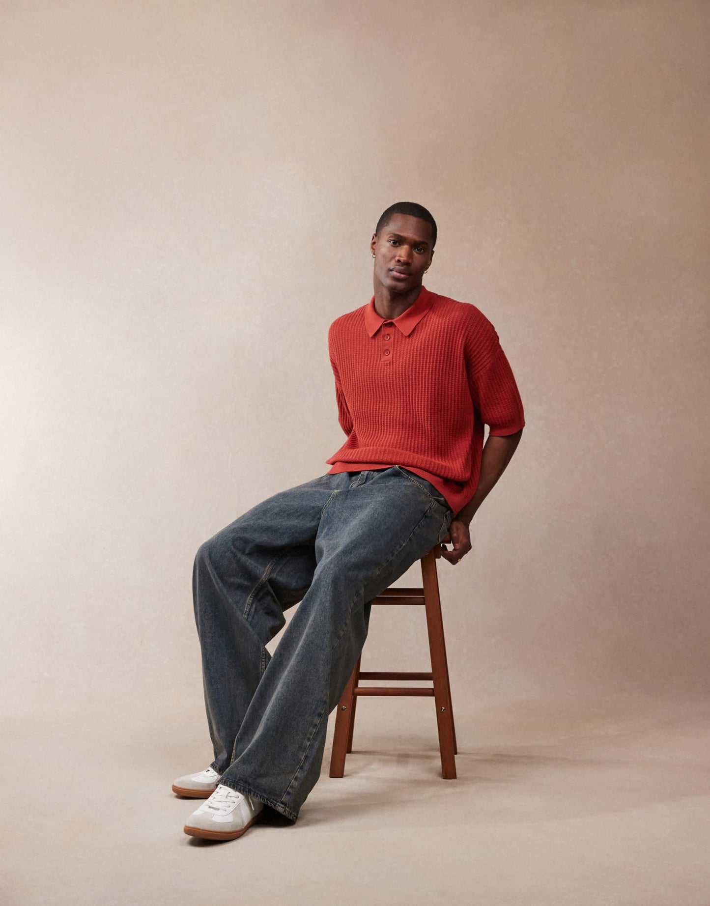 ASOS DESIGN relaxed texture knitted polo in red - ASOS Sample Sale