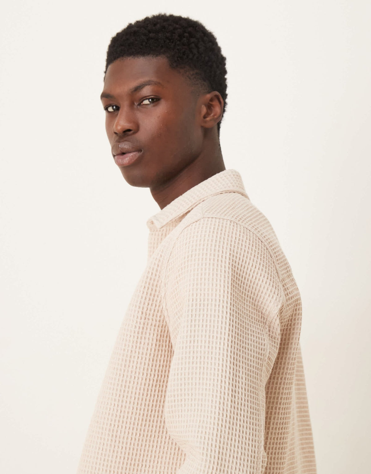 ASOS DESIGN relaxed textured shirt in neutral - ASOS Sample Sale