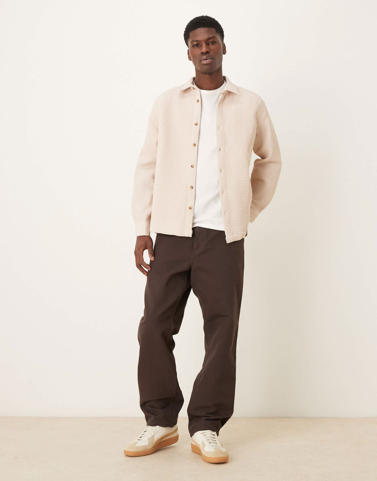 ASOS DESIGN relaxed textured shirt in neutral - ASOS Sample Sale