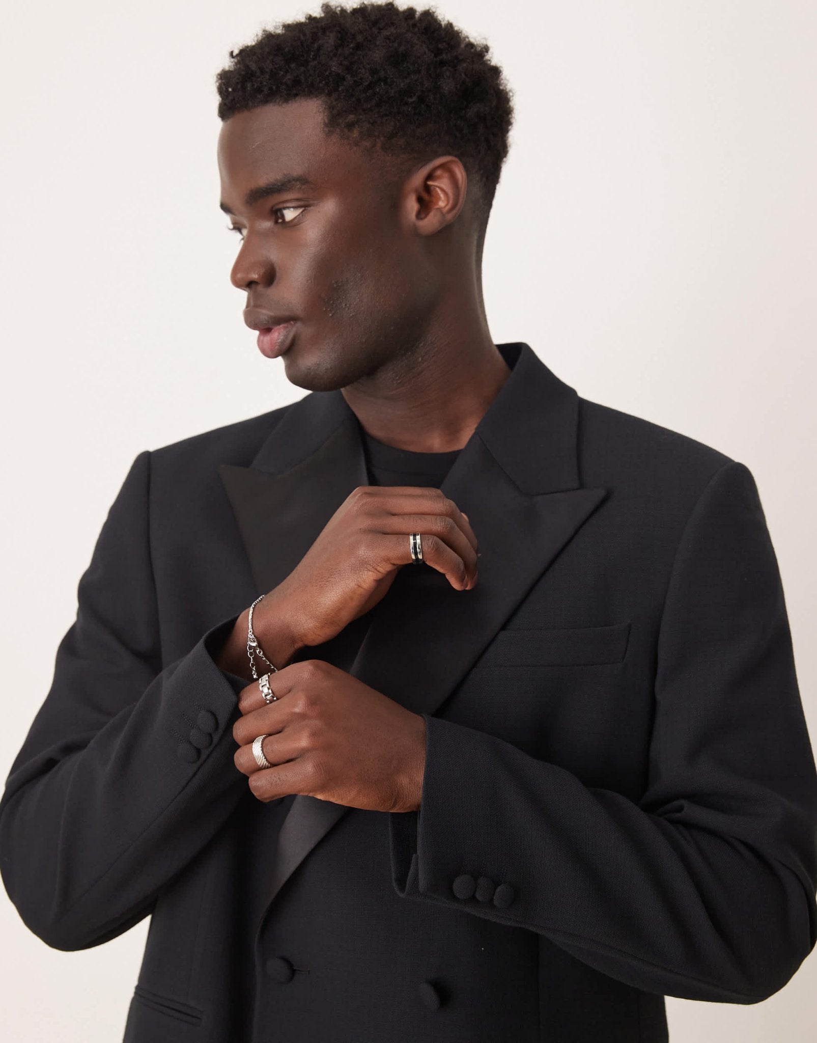 ASOS DESIGN relaxed tuxedo suit jacket in black texture - ASOS Sample Sale