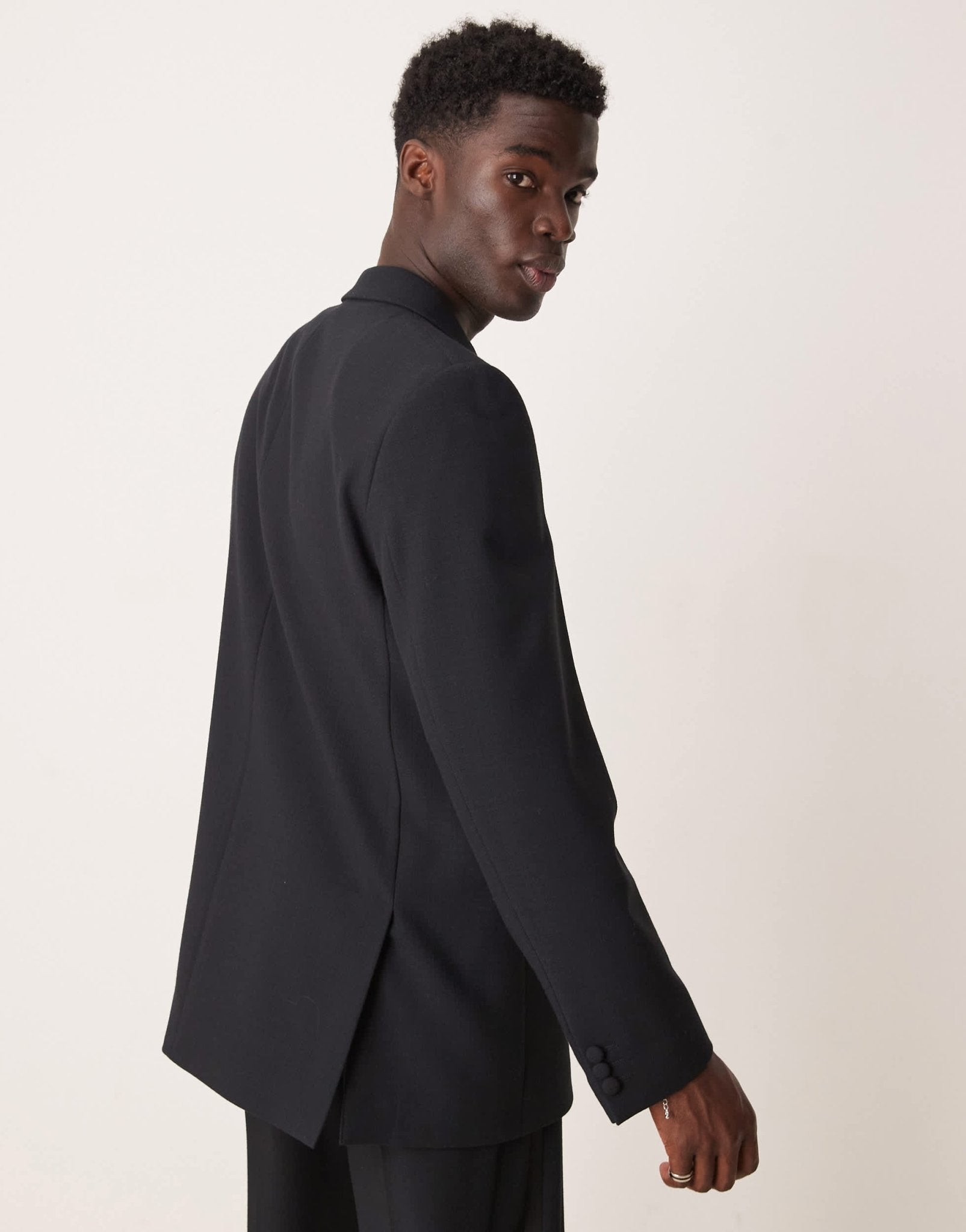 ASOS DESIGN relaxed tuxedo suit jacket in black texture - ASOS Sample Sale