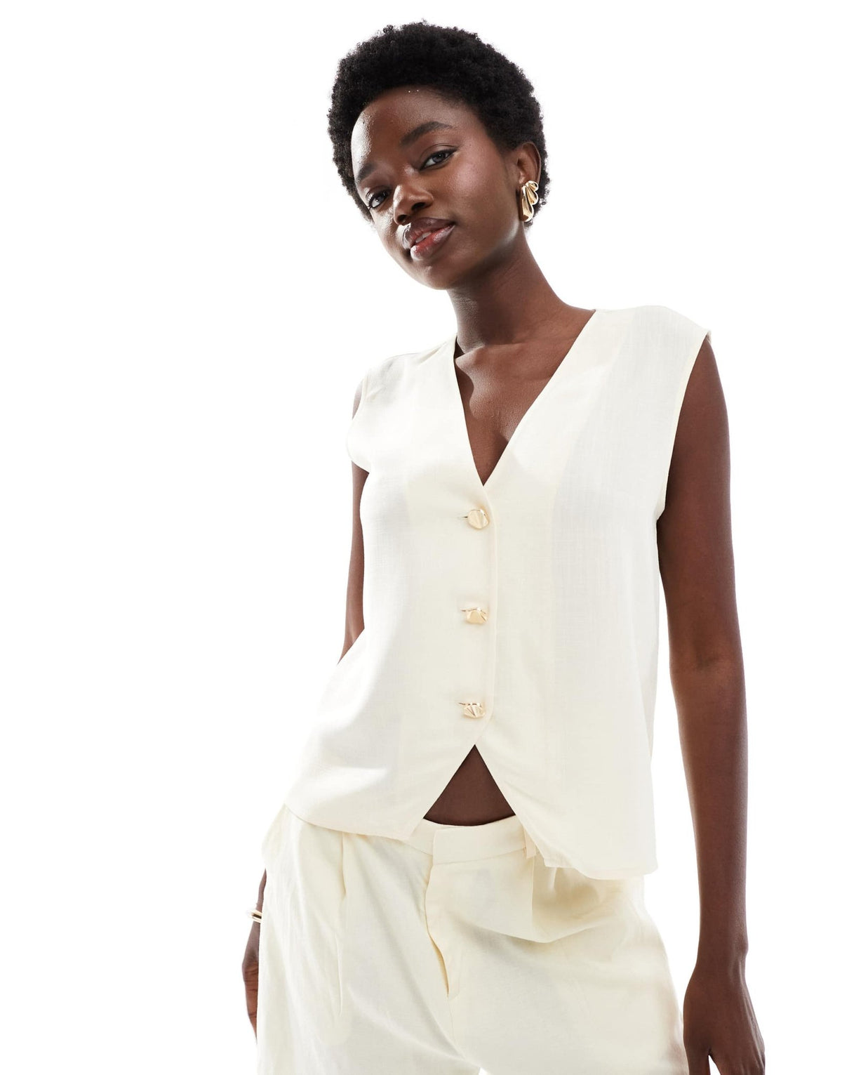 ASOS DESIGN relaxed waistcoat in buttermilk - ASOS Sample Sale