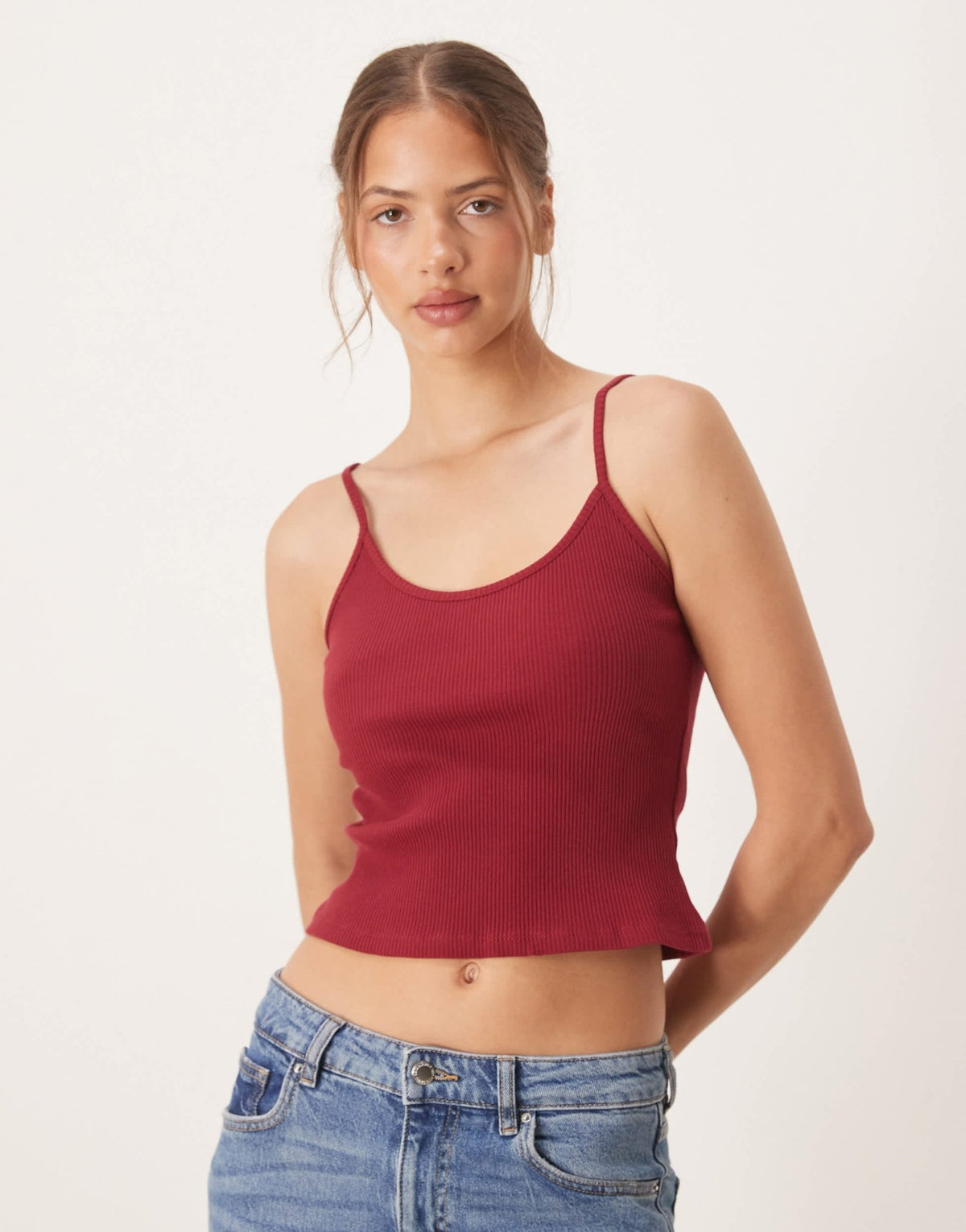 ASOS DESIGN rib cami top in burgandy - ASOS Sample Sale