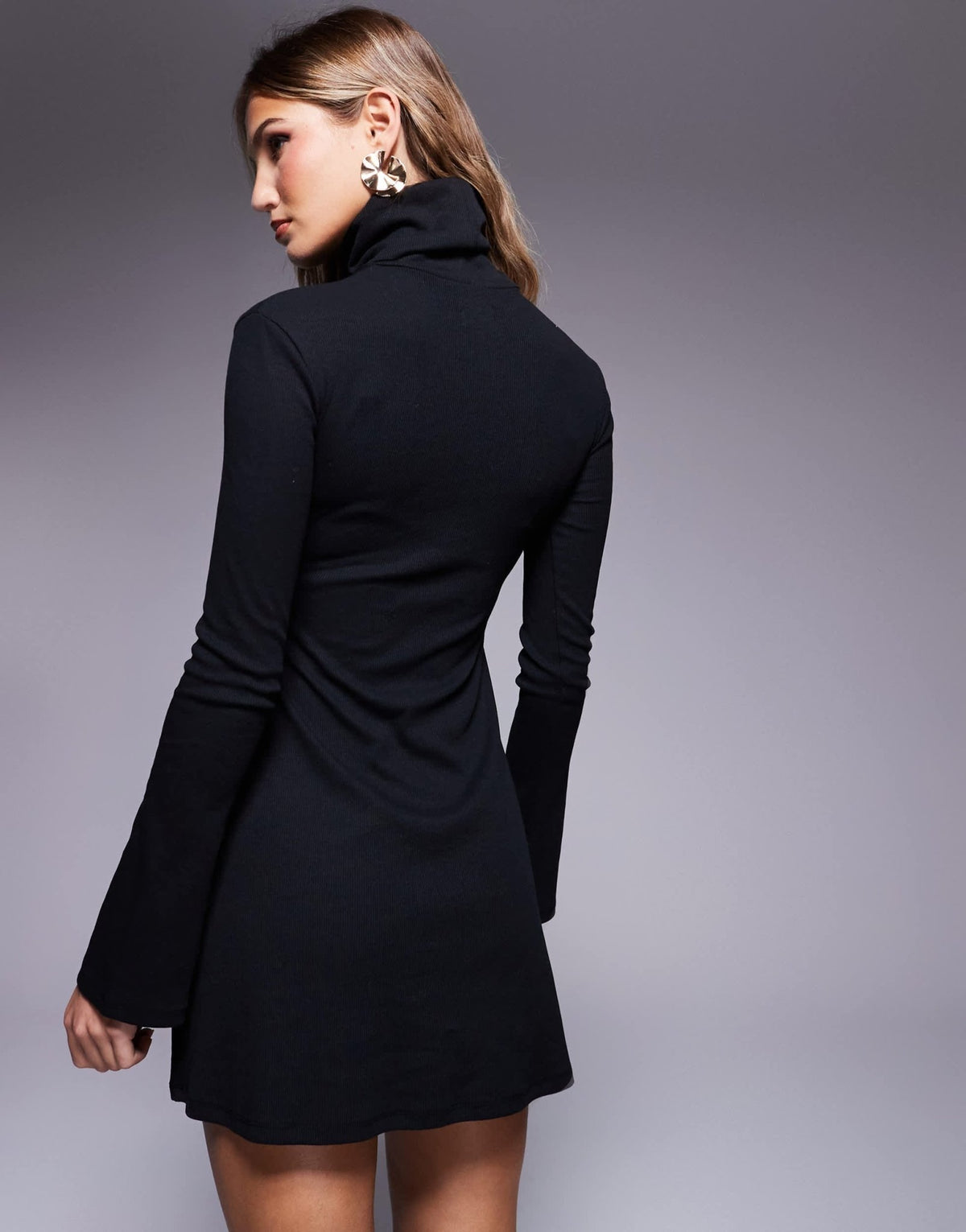 ASOS DESIGN ribbed roll neck mini dress in black - ASOS Sample Sale