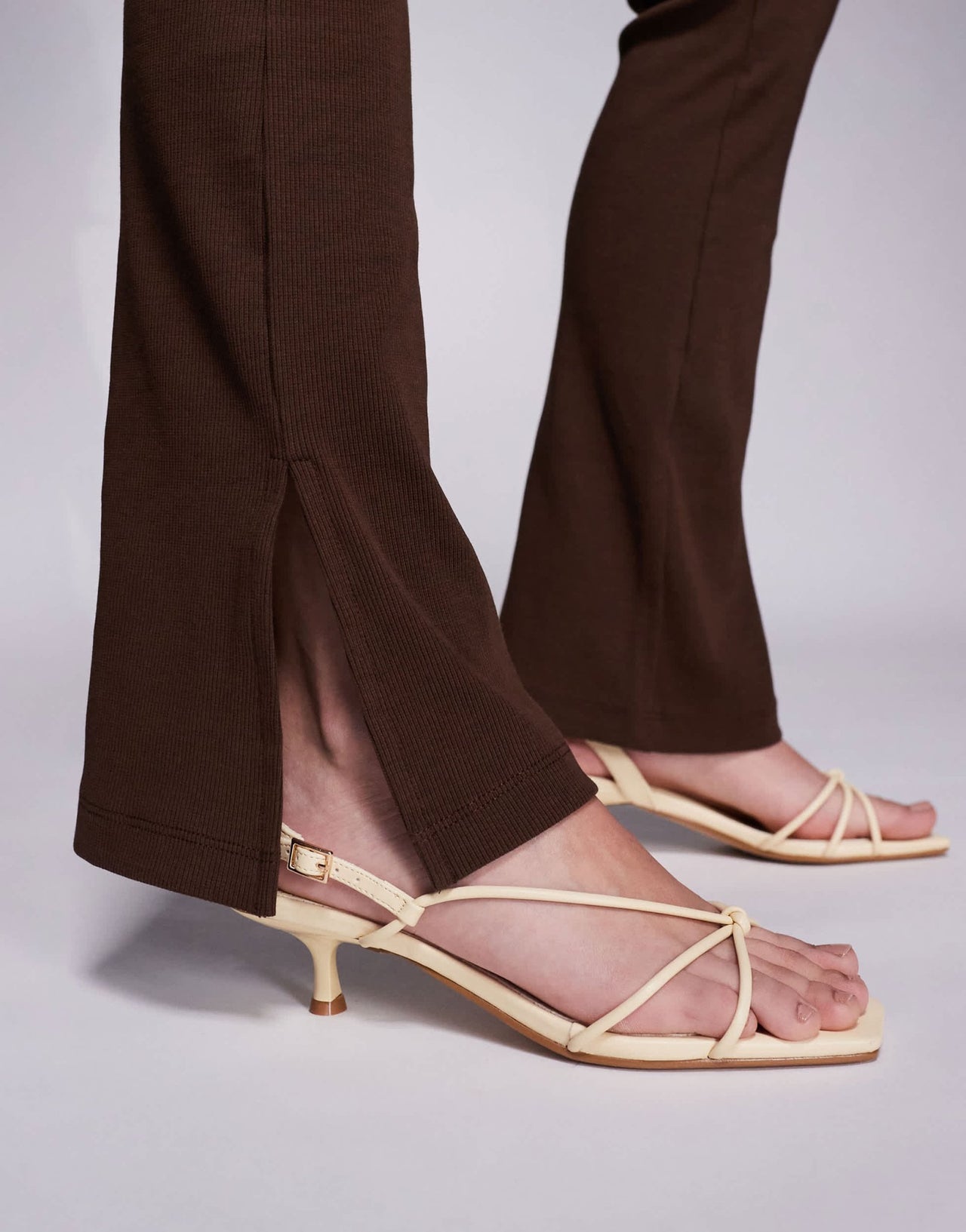 ASOS DESIGN ribbed split hem flare trouser in chocolate - ASOS Sample Sale