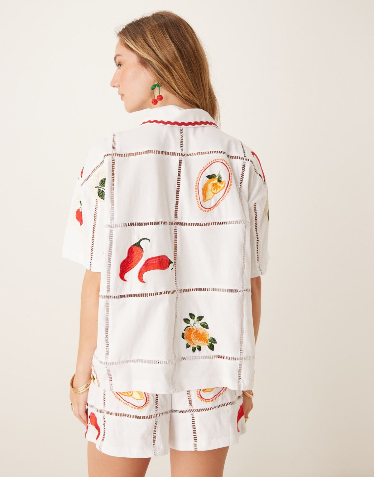 ASOS DESIGN ricrac shirt co-ord with summer embroidery - ASOS Sample Sale