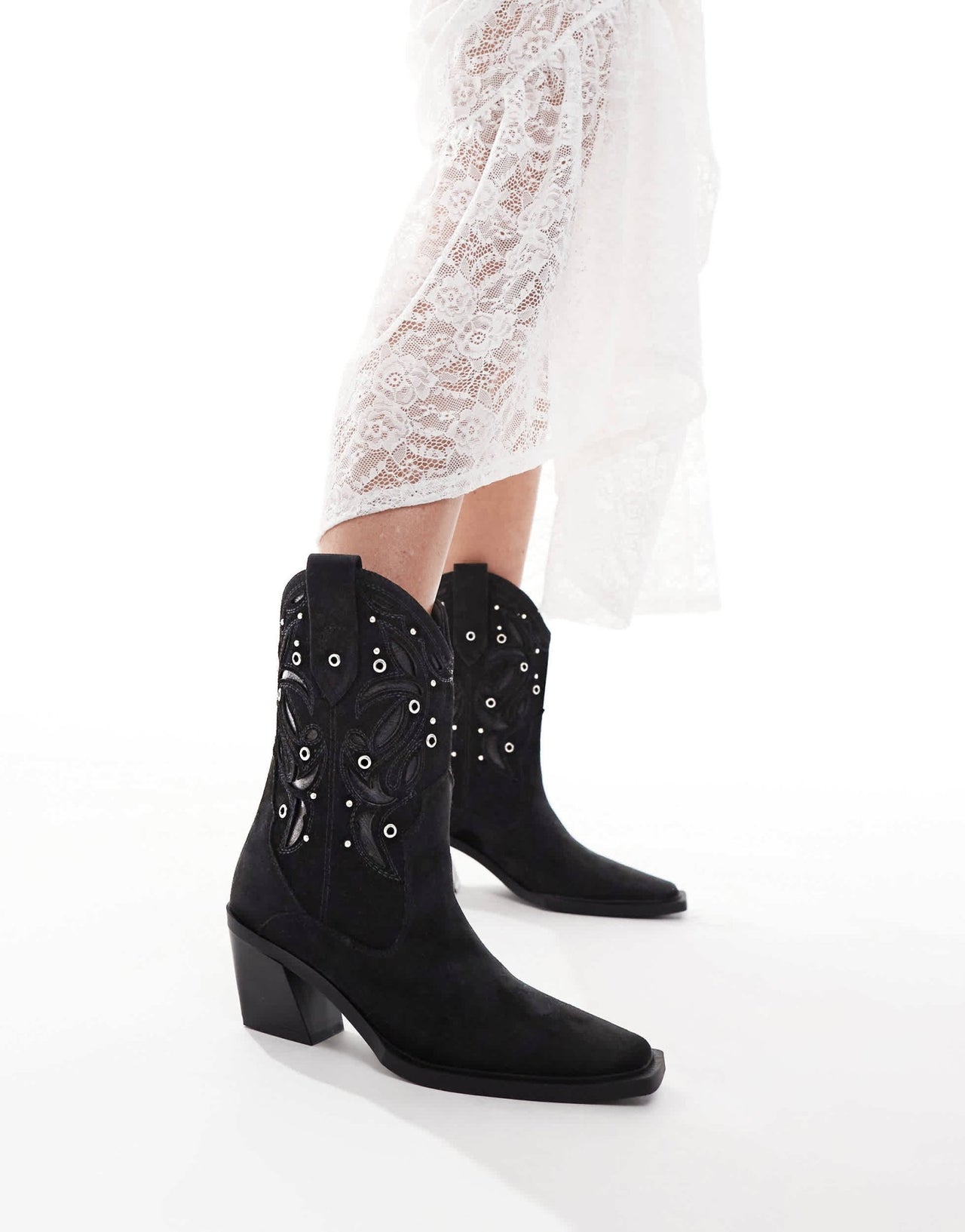 ASOS DESIGN Roan western heeled boots with stones in black - ASOS Sample Sale