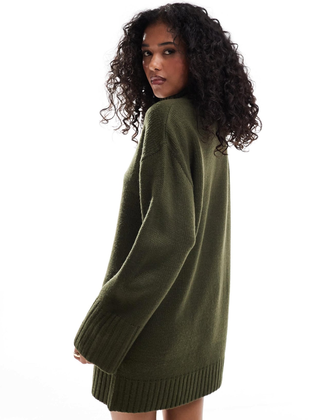 ASOS DESIGN roll neck mini dress in khaki - ASOS Sample Sale