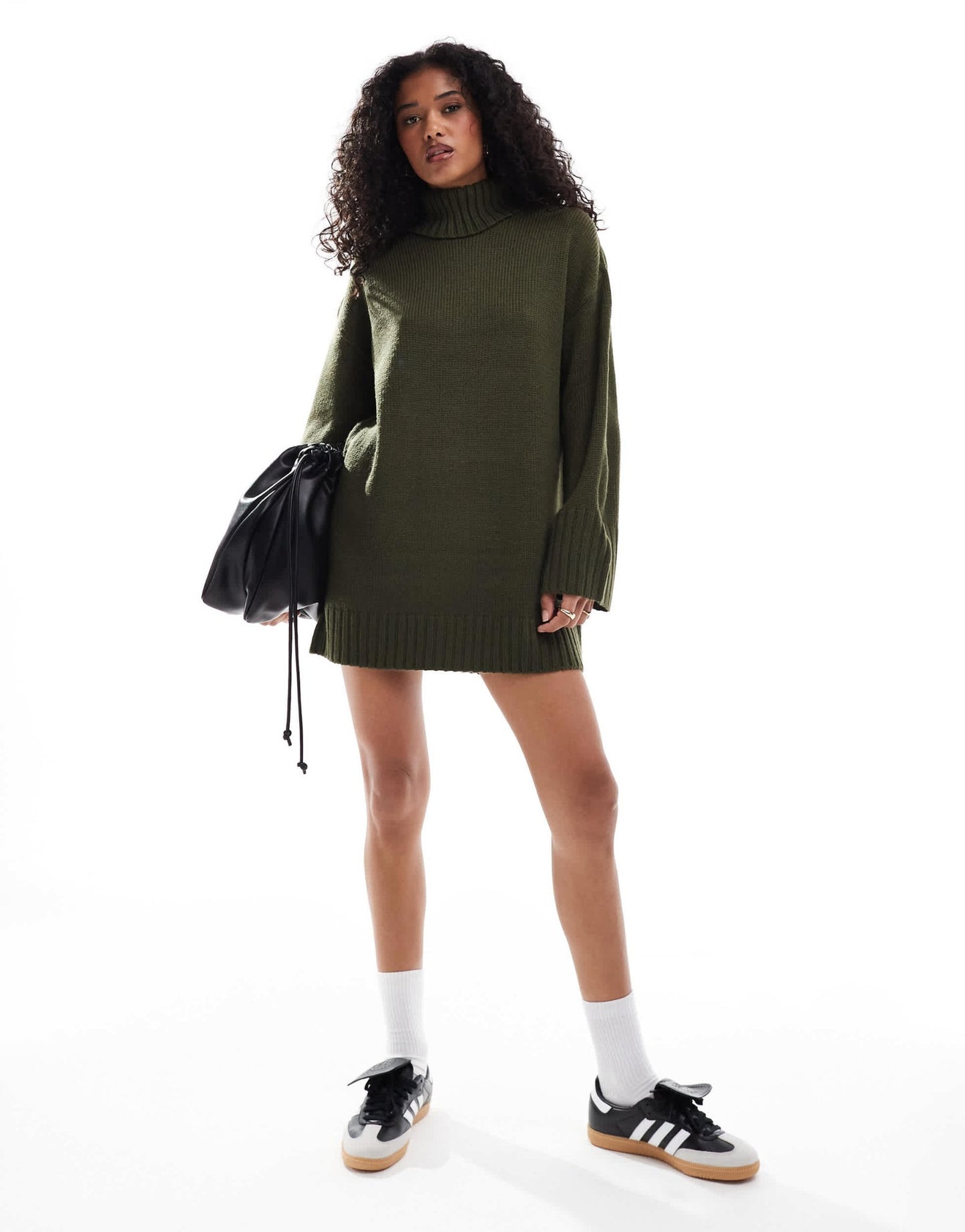 ASOS DESIGN roll neck mini dress in khaki - ASOS Sample Sale