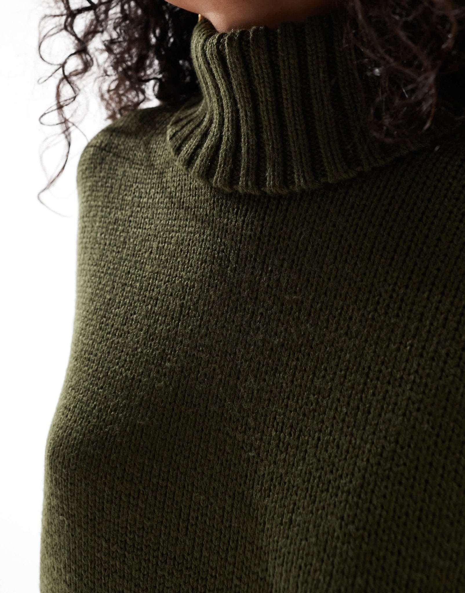 ASOS DESIGN roll neck mini dress in khaki - ASOS Sample Sale